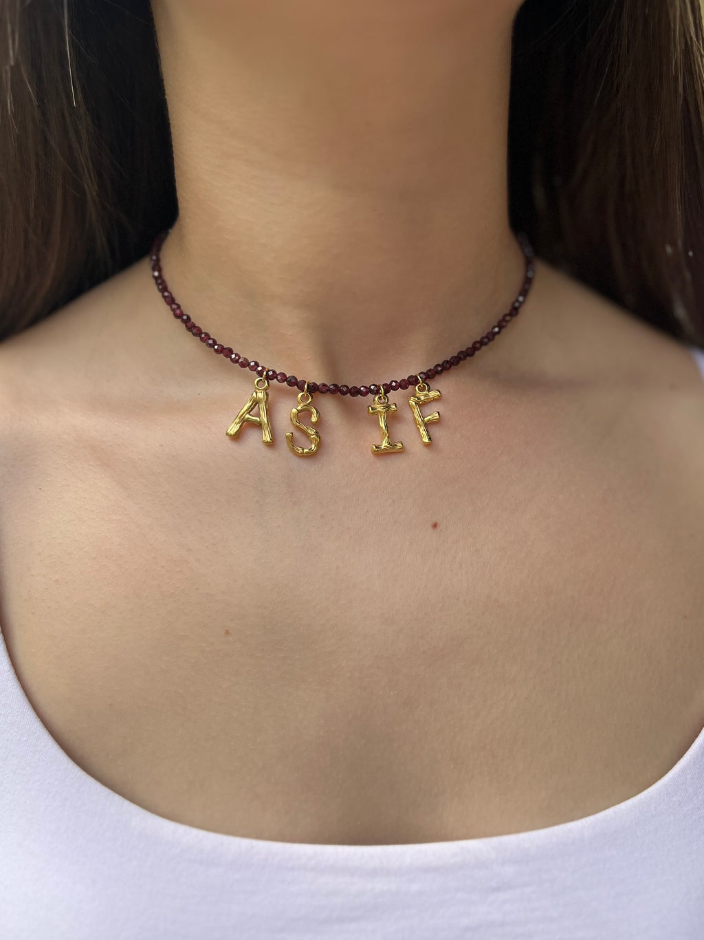 Natural Garnet choker with 18gold pendants AS IF