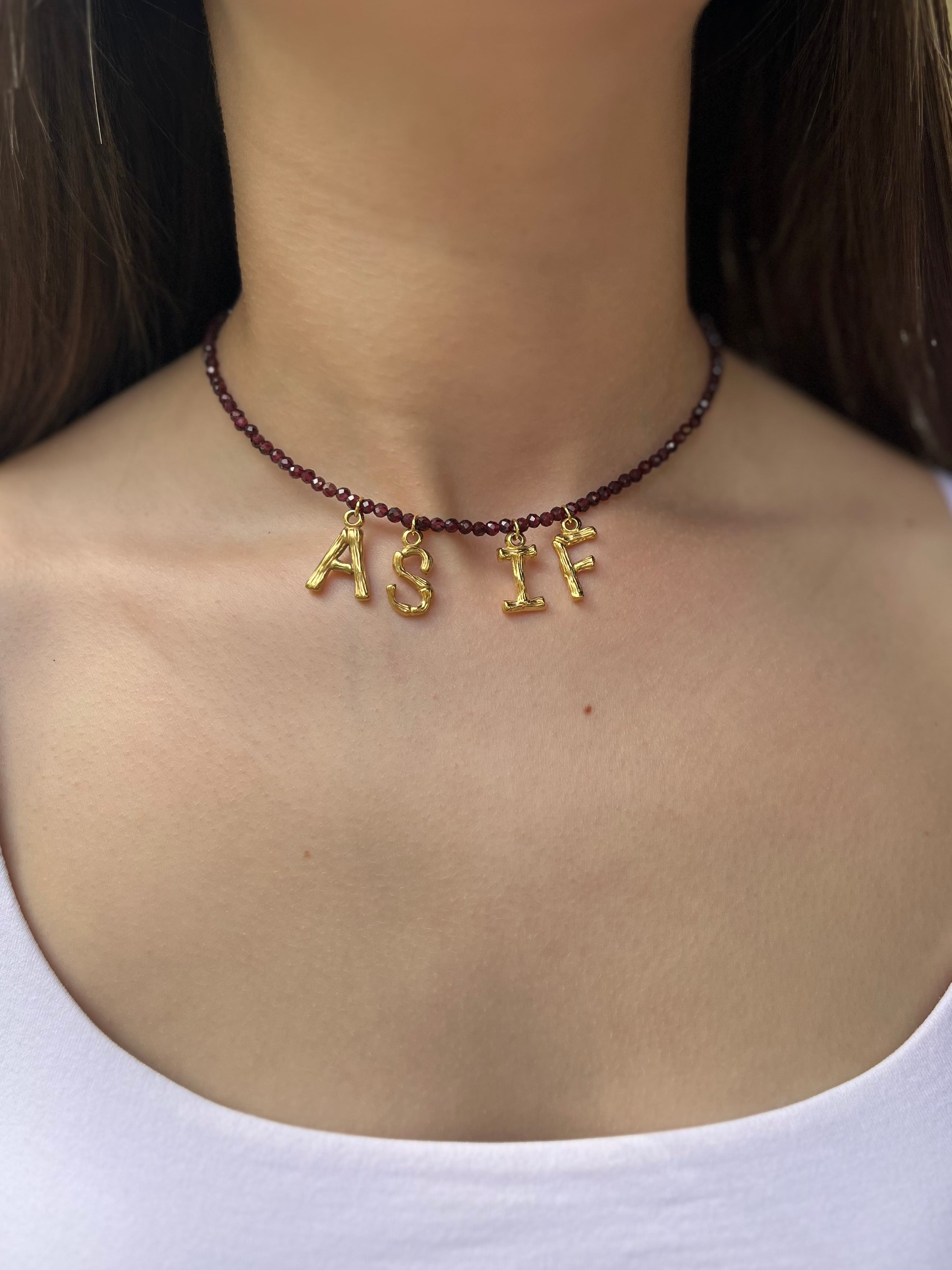 Natural Garnet choker with 18gold pendants AS IF