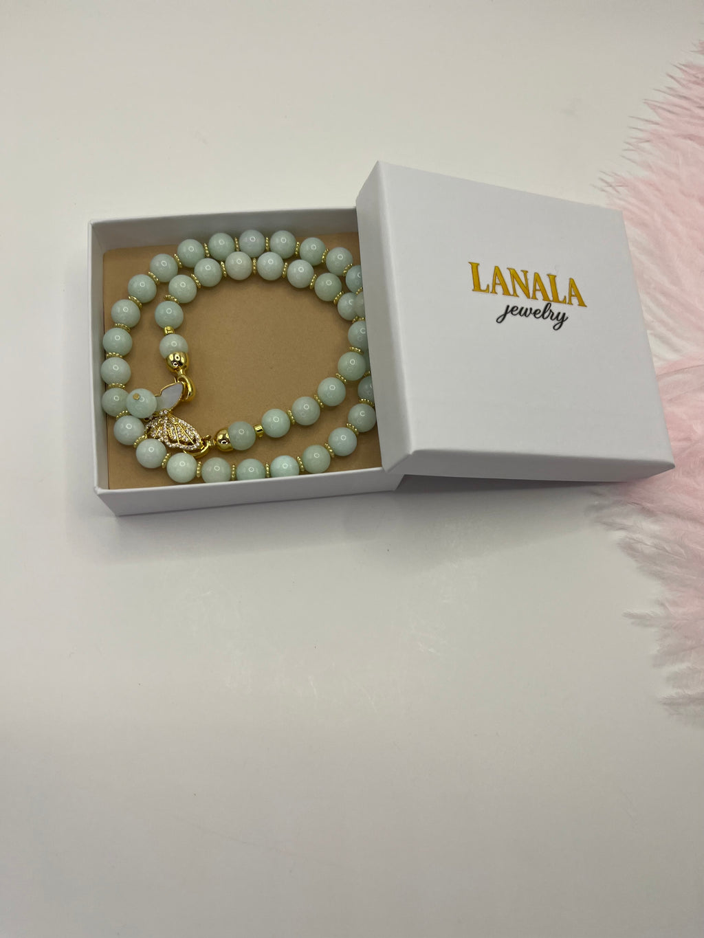 Natural Malaysia Jade Necklace with 18K Gold Butterfly Clasp