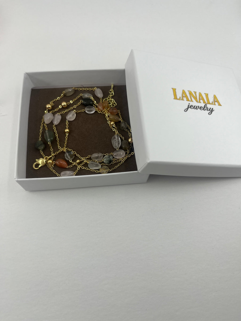 Layered Rutilated Quartz Necklace: 18K Gold Plated Chain