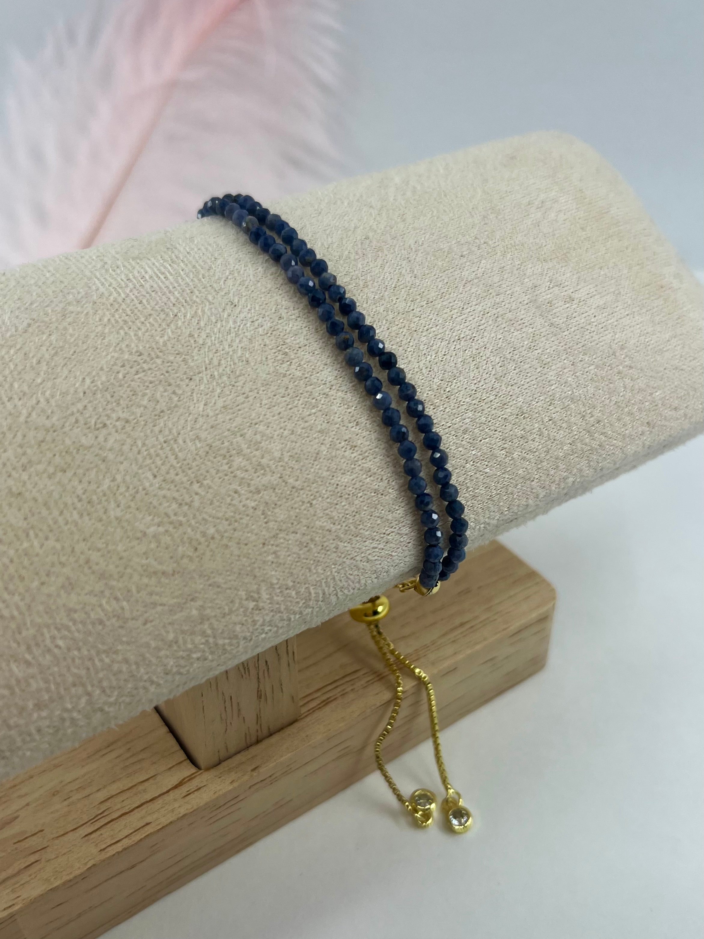 Sapphire layered bracelet with 18K Gold Plated slider