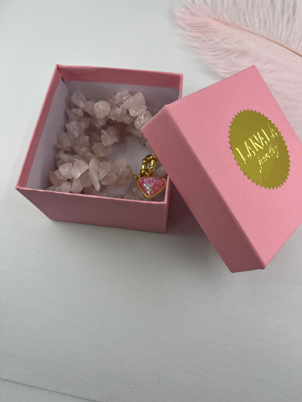 Natural Quartz Necklace with 18k gold Heart pendant