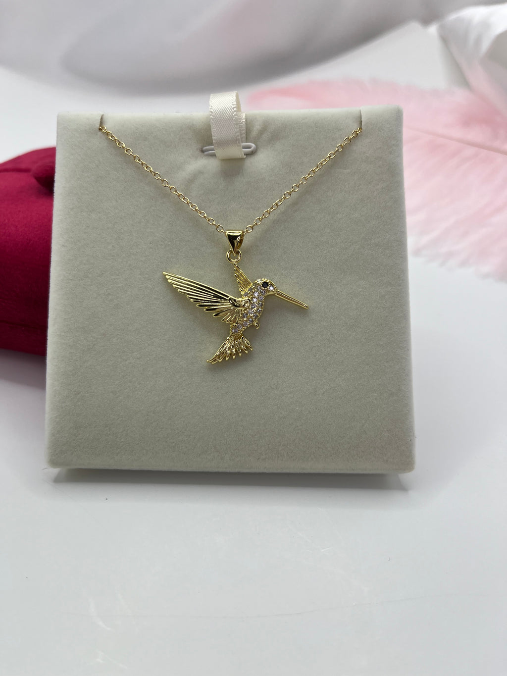 Hummingbird Necklace, Real 18K Gold Plated