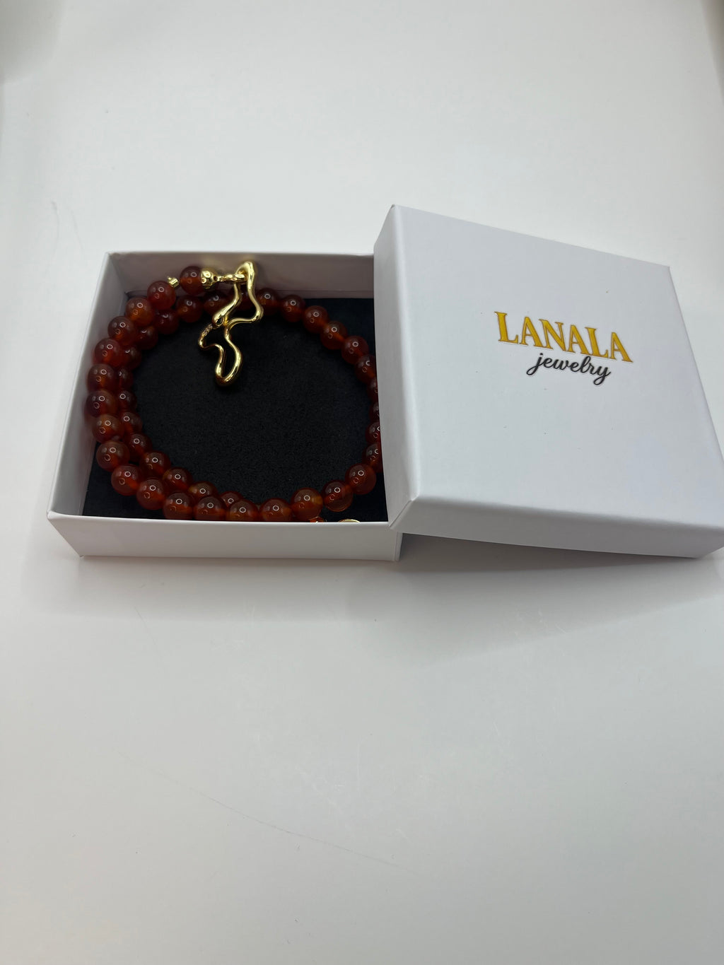 Natural Carnelian Necklace with 18K Gold Snake Clasp