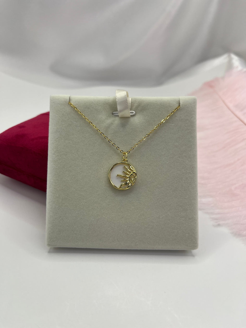 Sun Shell Necklace, Real 18K Gold Plated