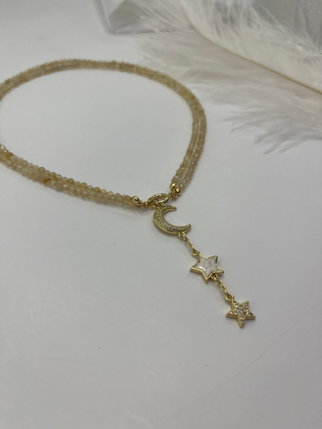 Citrine Y-Necklace, 18k gold plated