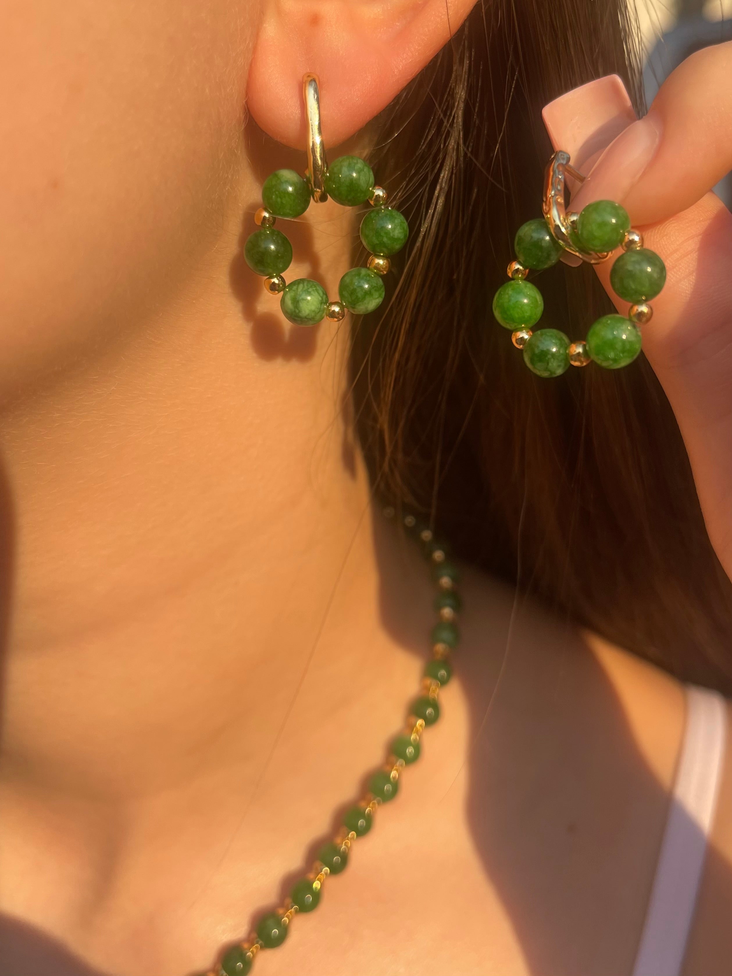 Natural Malaysia Jade Necklace with 18K Gold maple leaf pendant