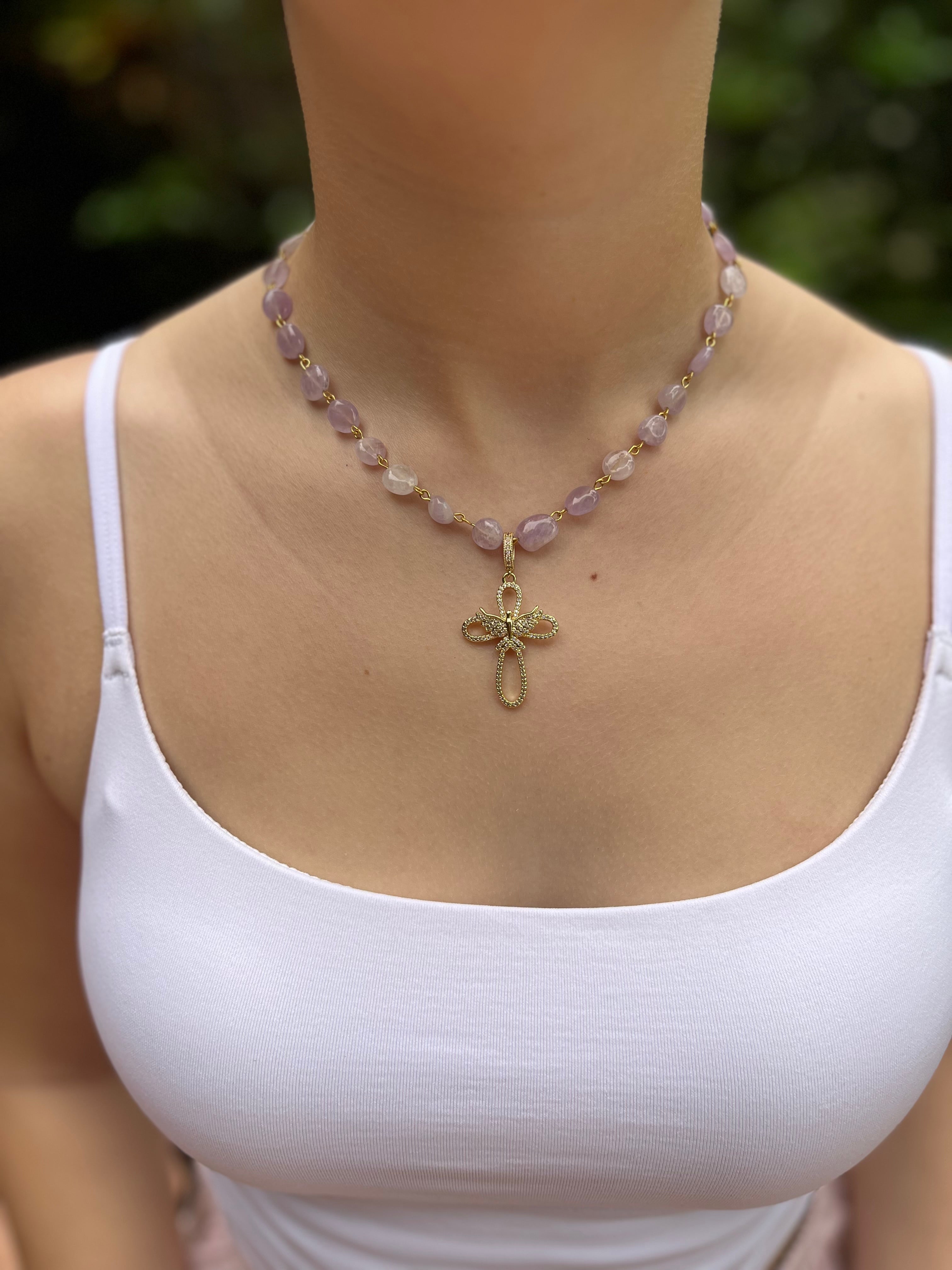 Amethyst 3-in-1 Necklace – Convertible Design, light lilac