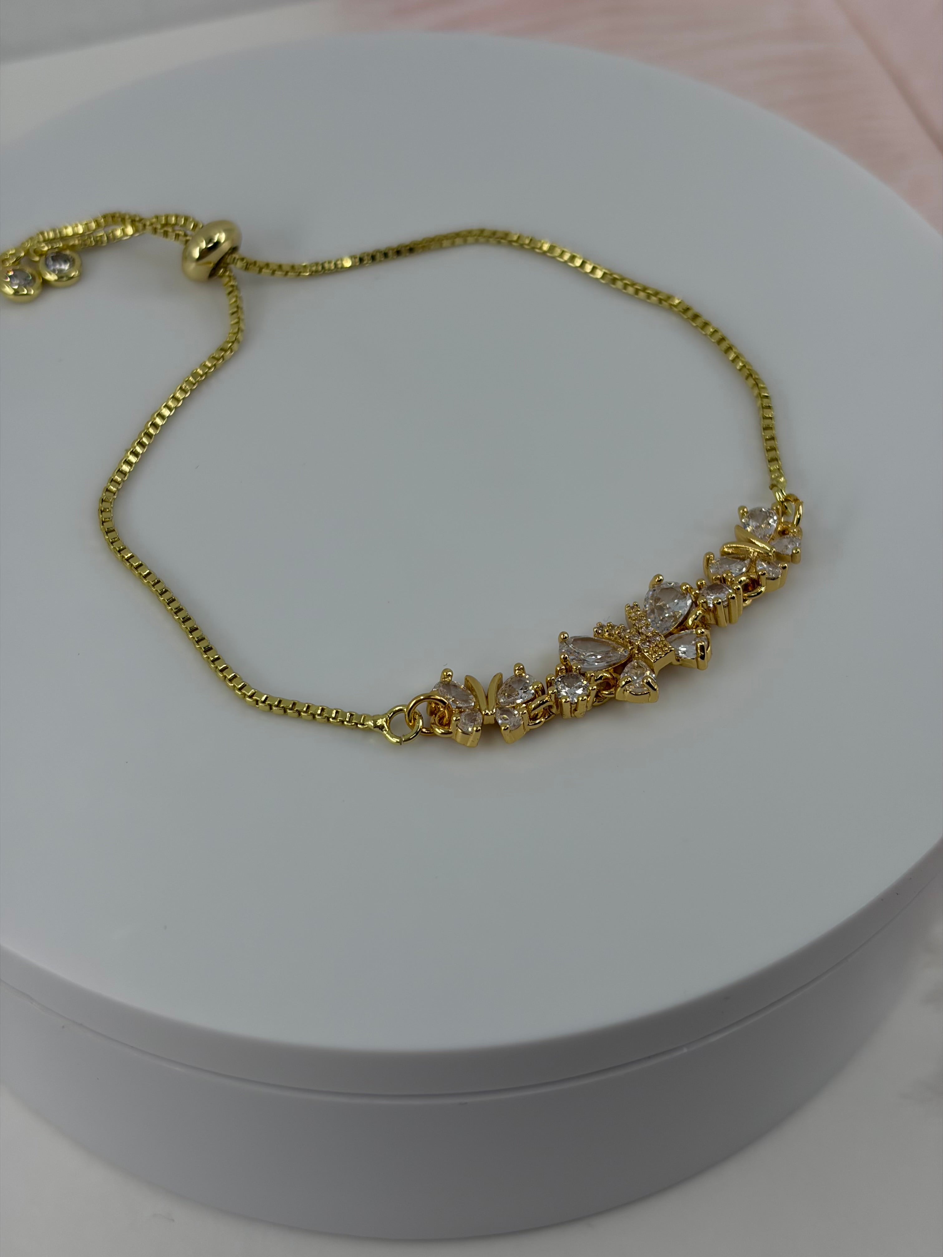 Butterfly bracelet with slider chain