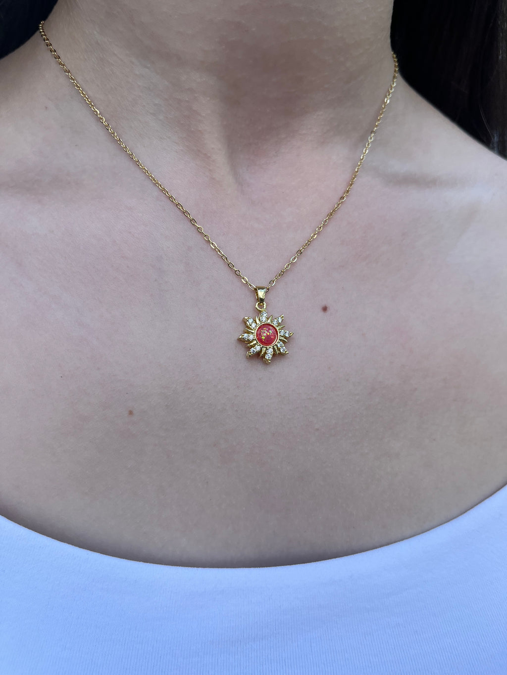18K Gold Sun Pendant Necklace