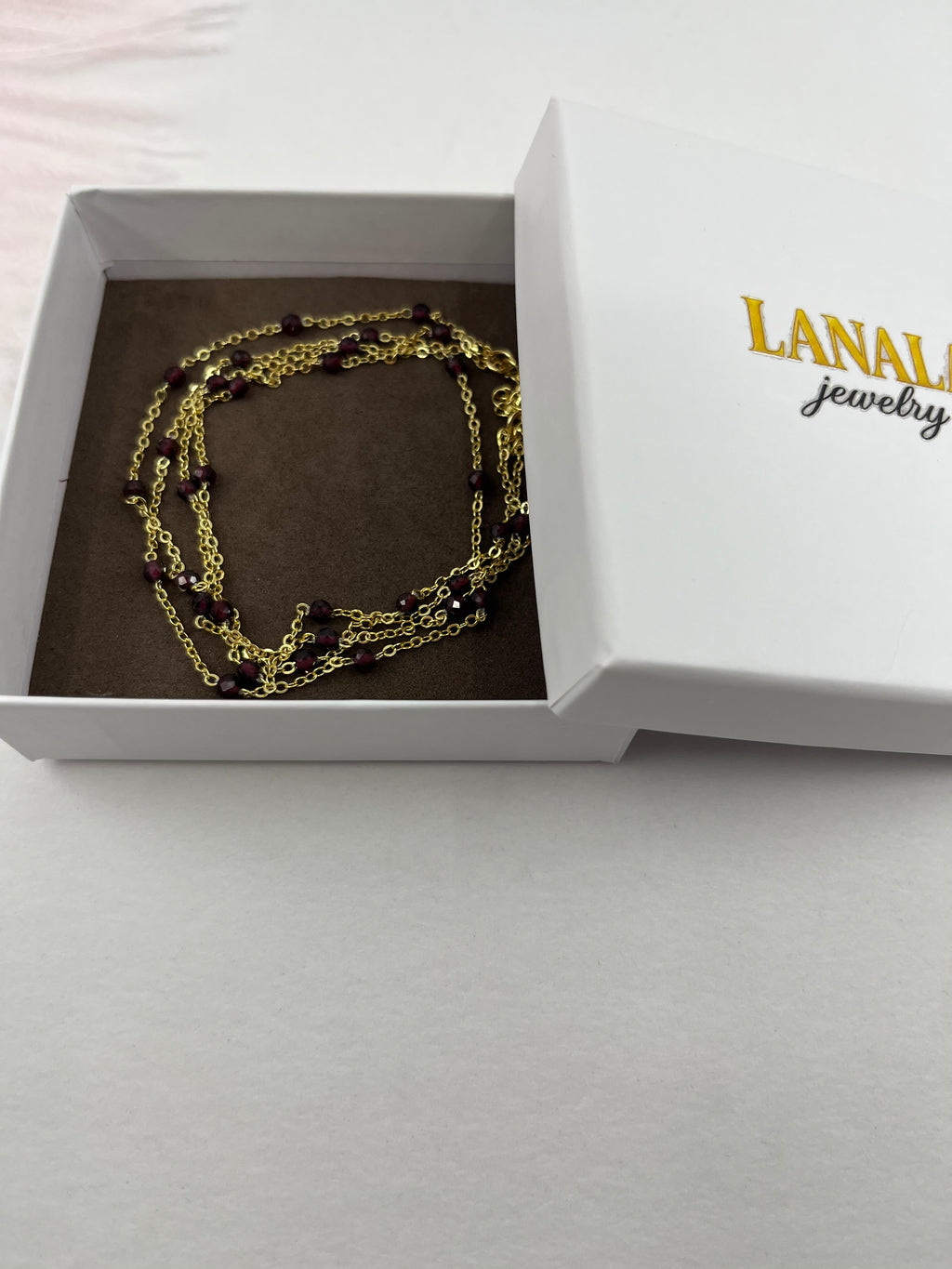 Layered Garnet necklace , 18K gold clasp