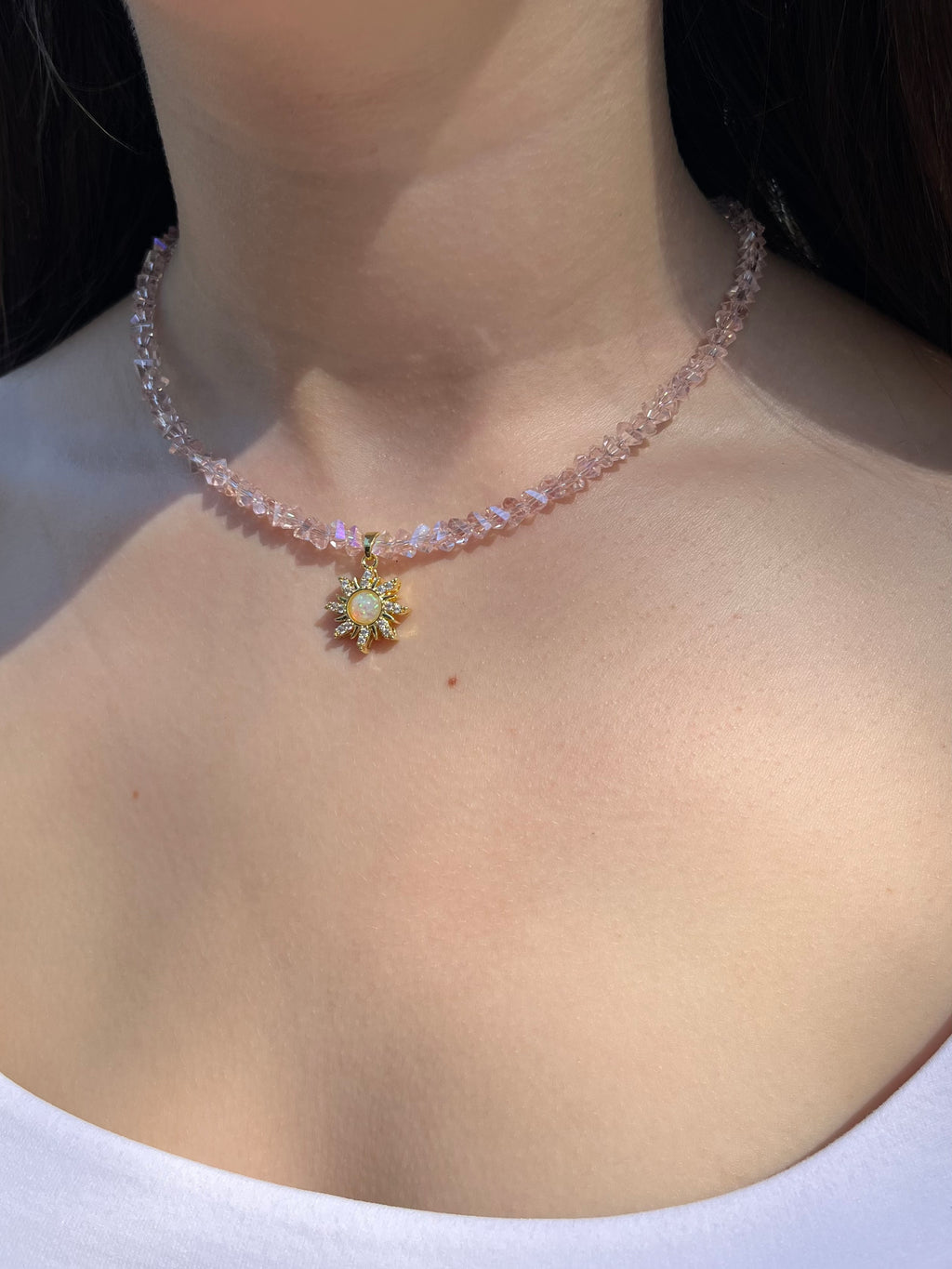 Sun Crystal Choker Necklace – 18K Gold Plated