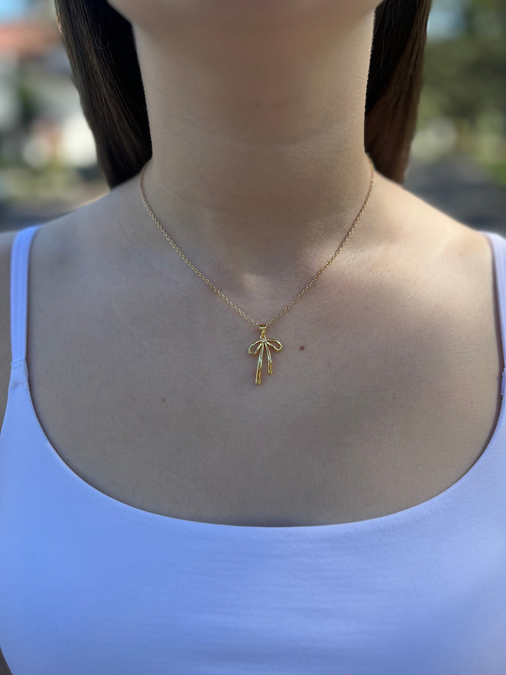 Bow Necklace, Real 18K Gold Plated