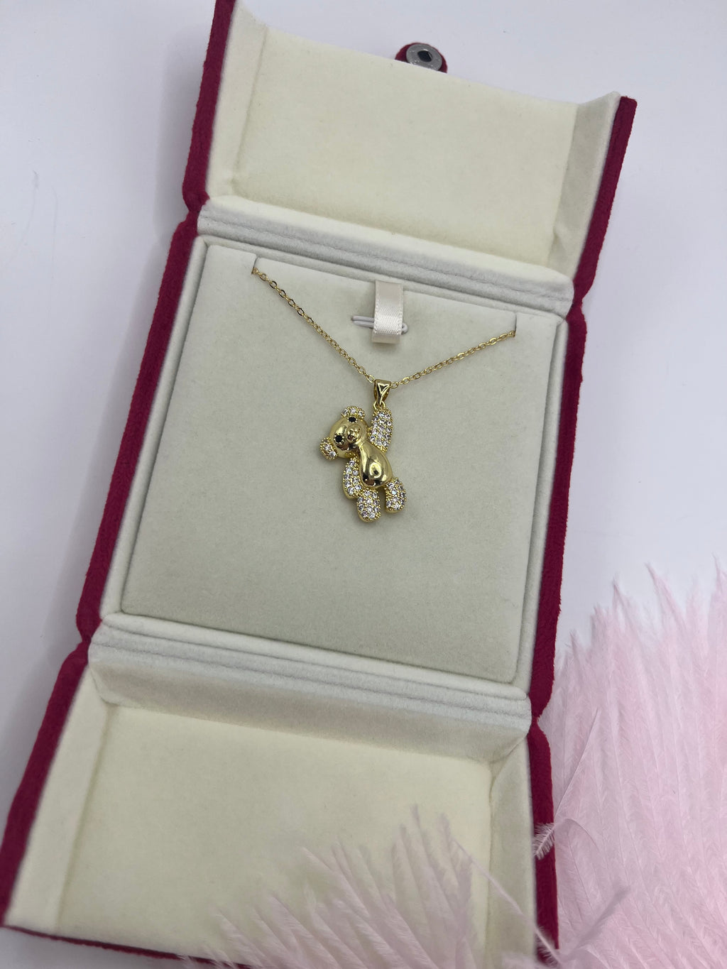 Teddy Bear Necklace, pendant  Real 16K Gold Plated