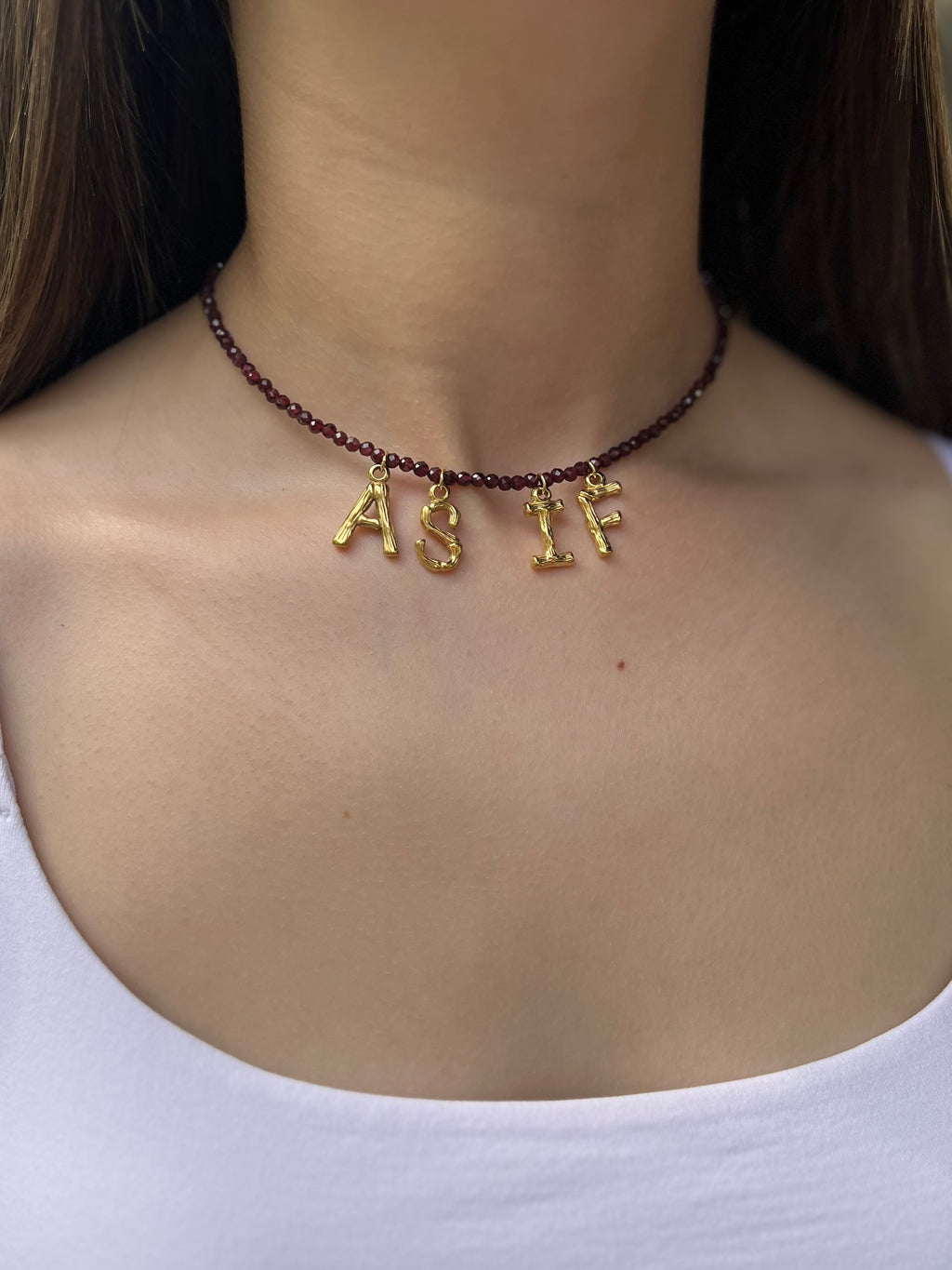 Natural Garnet choker with 18gold pendants AS IF