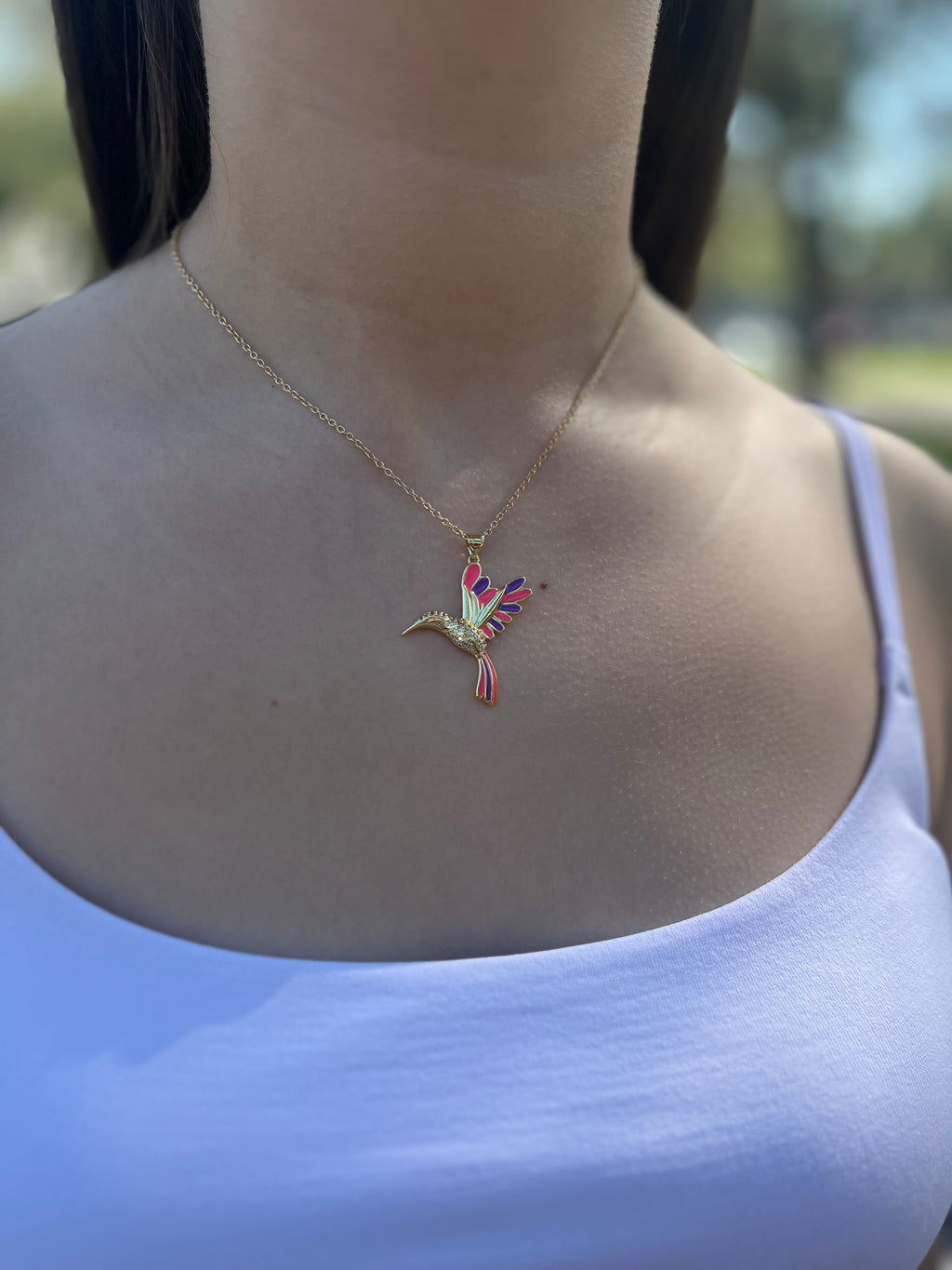 Hummingbird Necklace, Real 18K Gold Plated