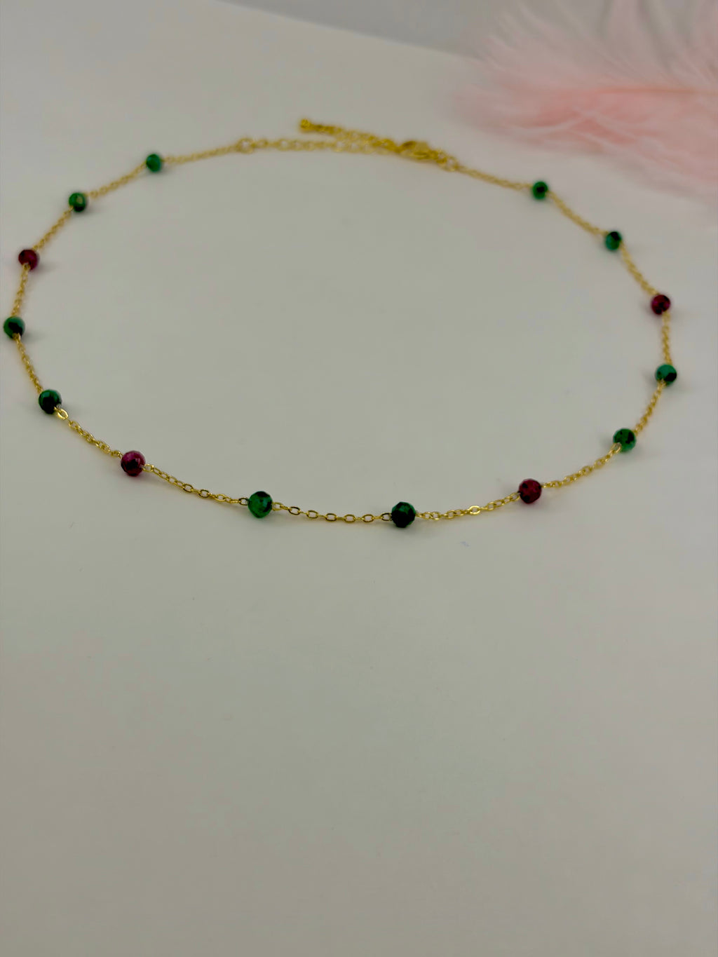 Epidote Necklace, 18K Gold Plated