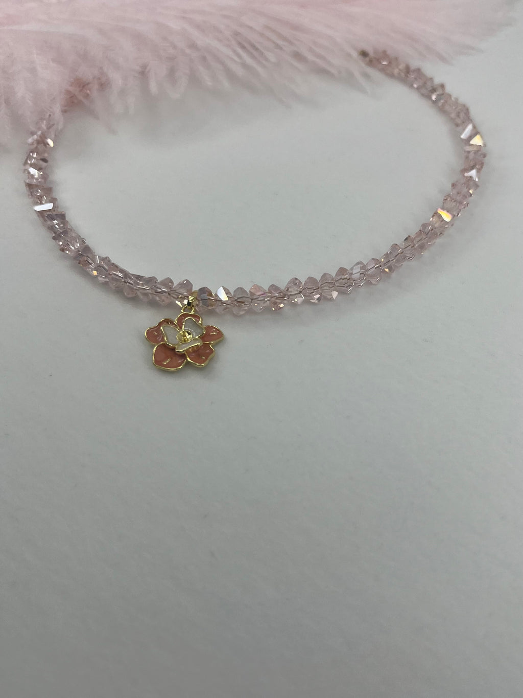Enamel Flower Crystal Choker Necklace – 18K Gold Plated