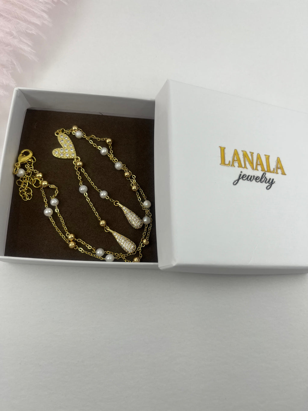Natural Pearl Y-Necklace, 18k gold plated