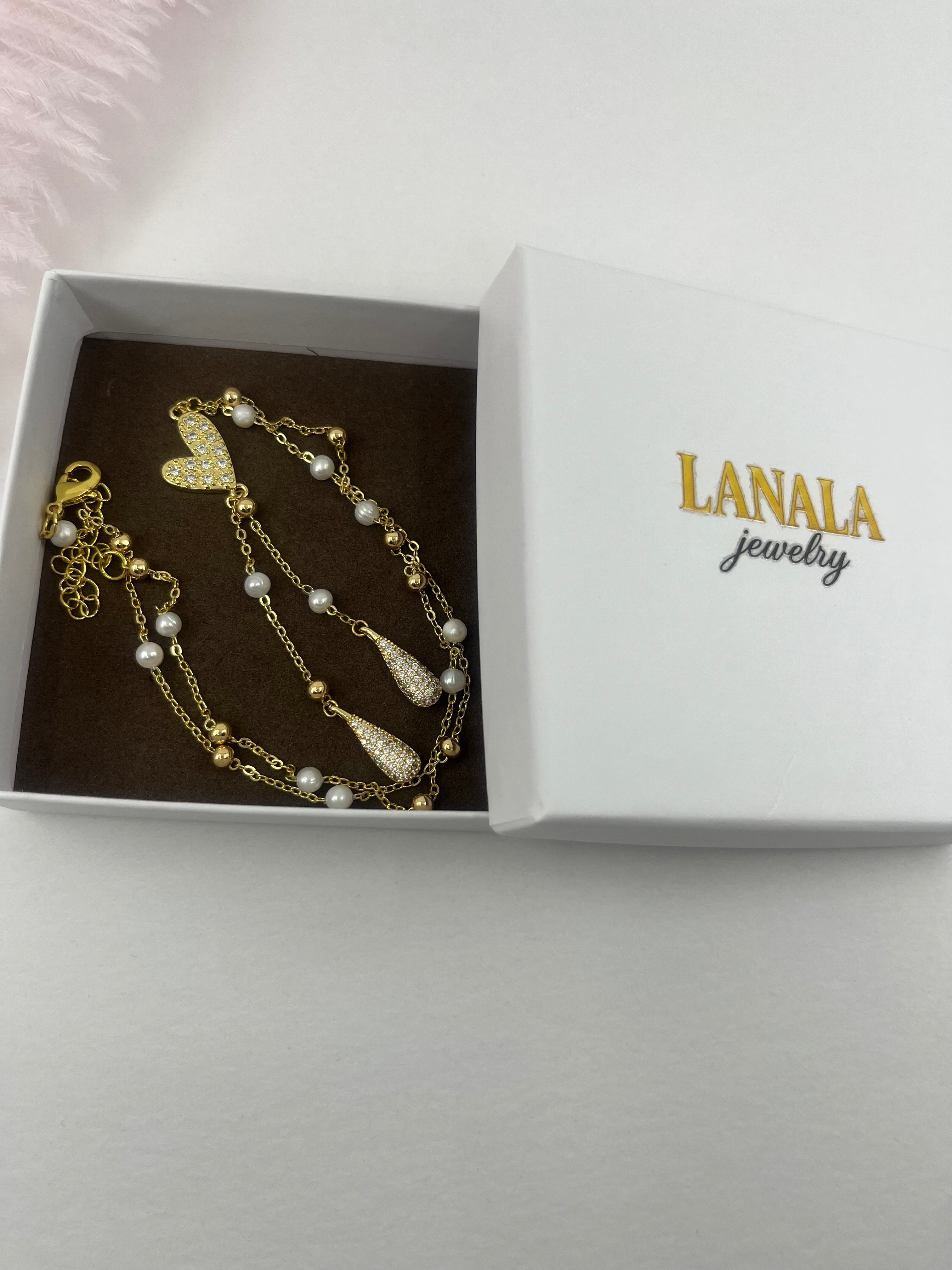 Natural Pearl Y-Necklace, 18k gold plated
