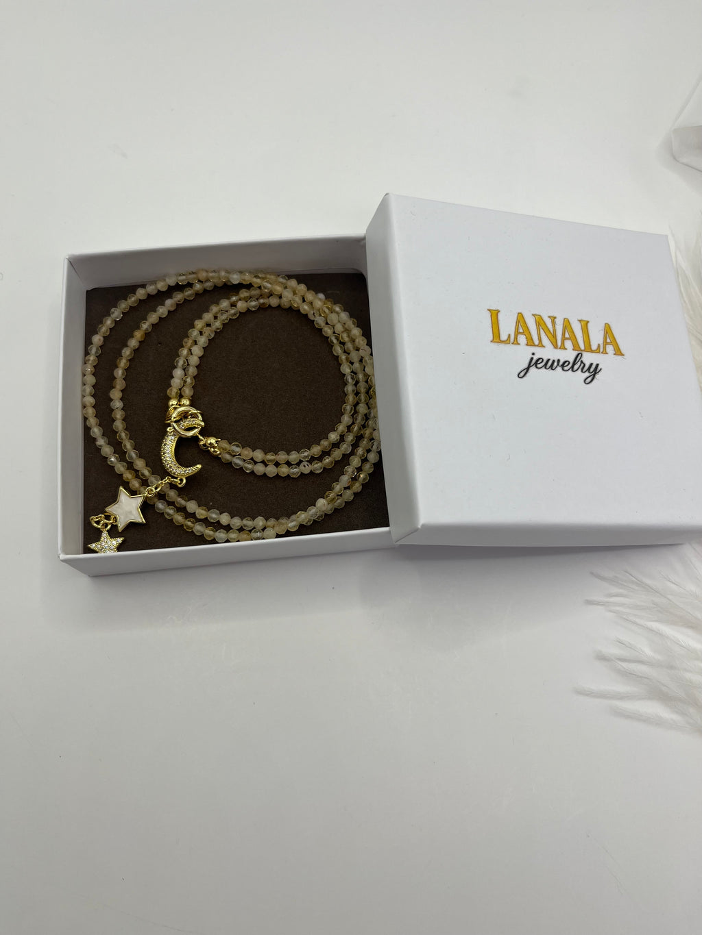Citrine Y-Necklace, 18k gold plated