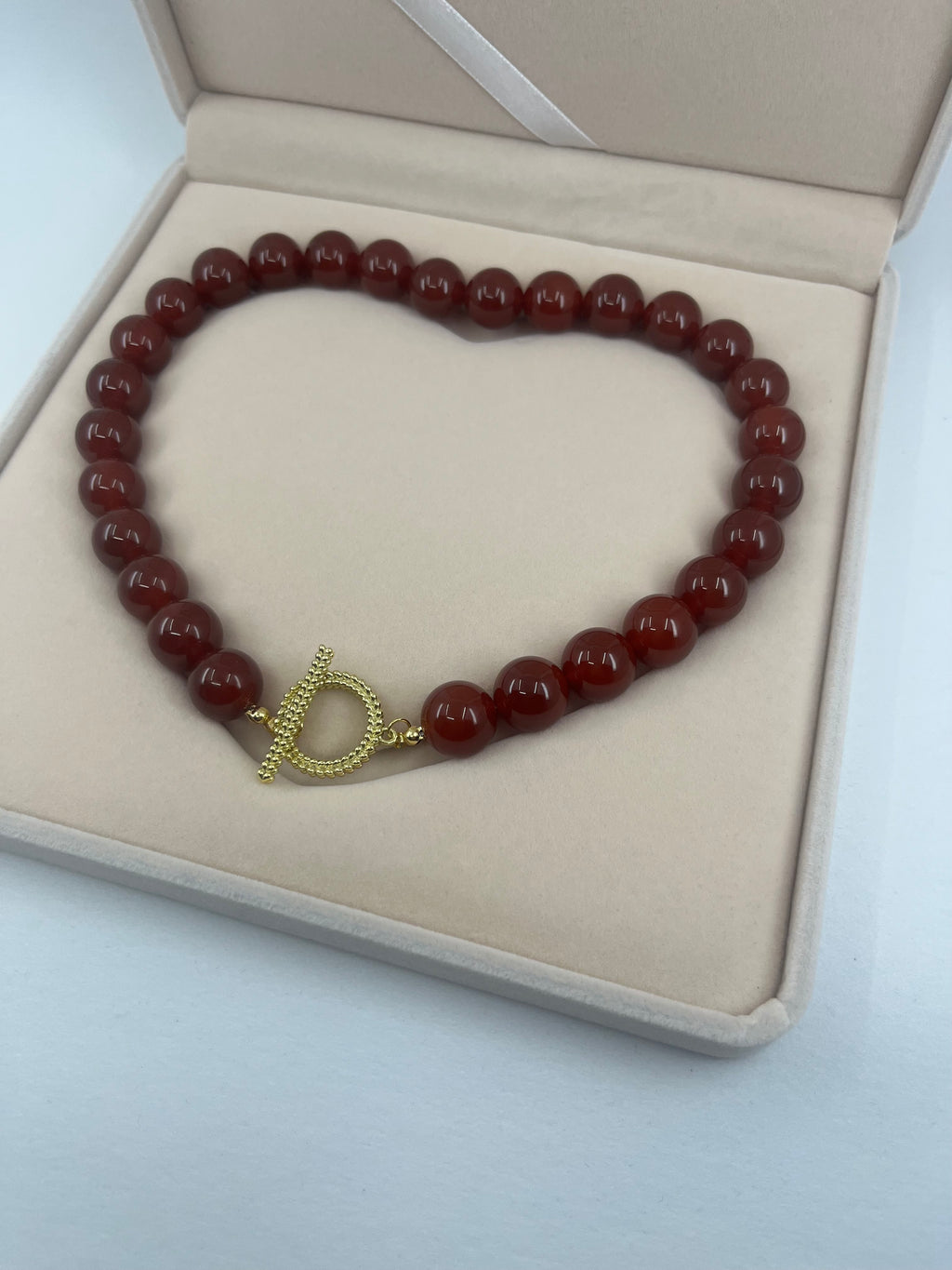 Natural Carnelian Necklace, 18K Gold Plated Clasp