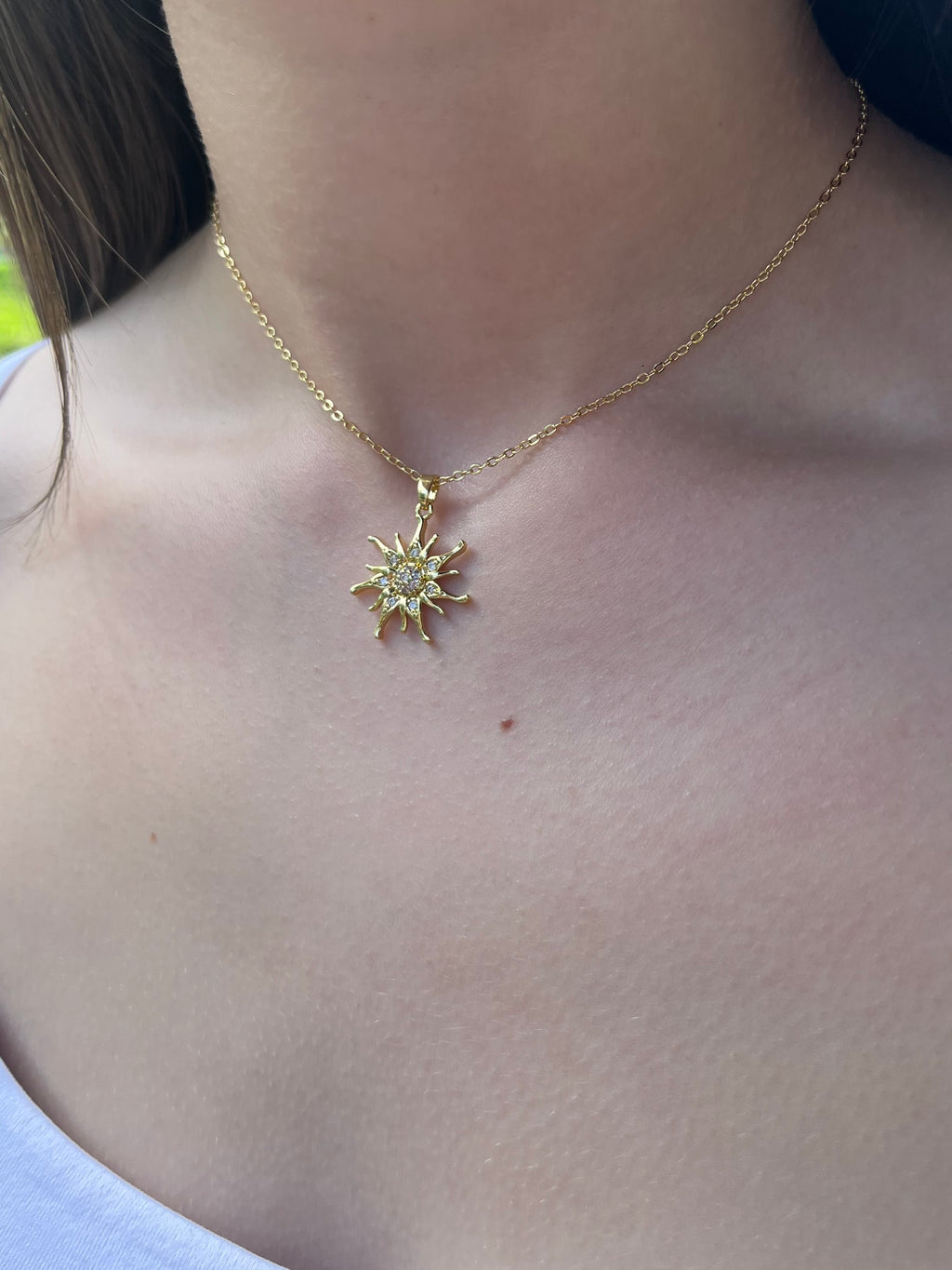 Sun Choker Necklace, Real 18K Gold Plated