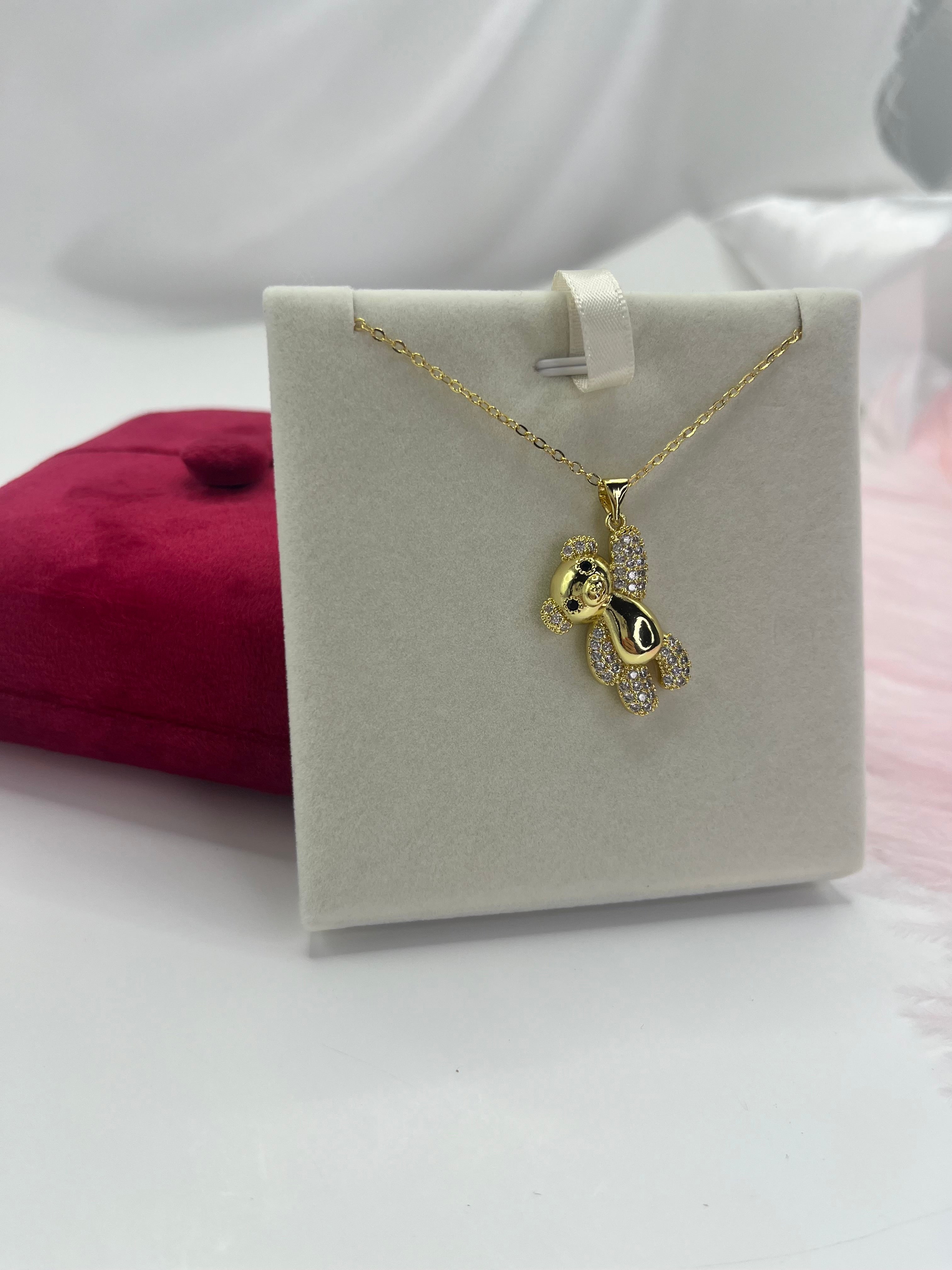 Teddy Bear Necklace, pendant  Real 16K Gold Plated