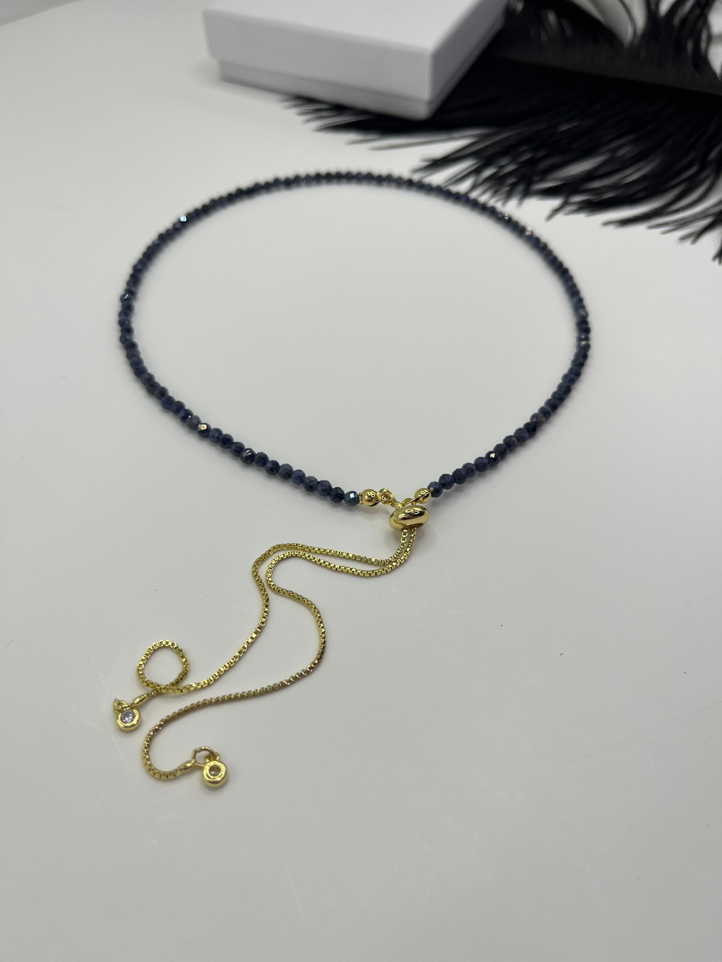 Sapphire Slider Y-Necklace, 18k gold plated