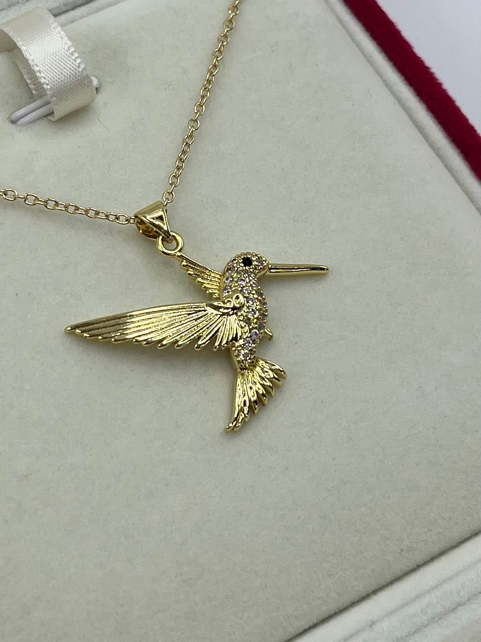 Hummingbird Necklace, Real 18K Gold Plated