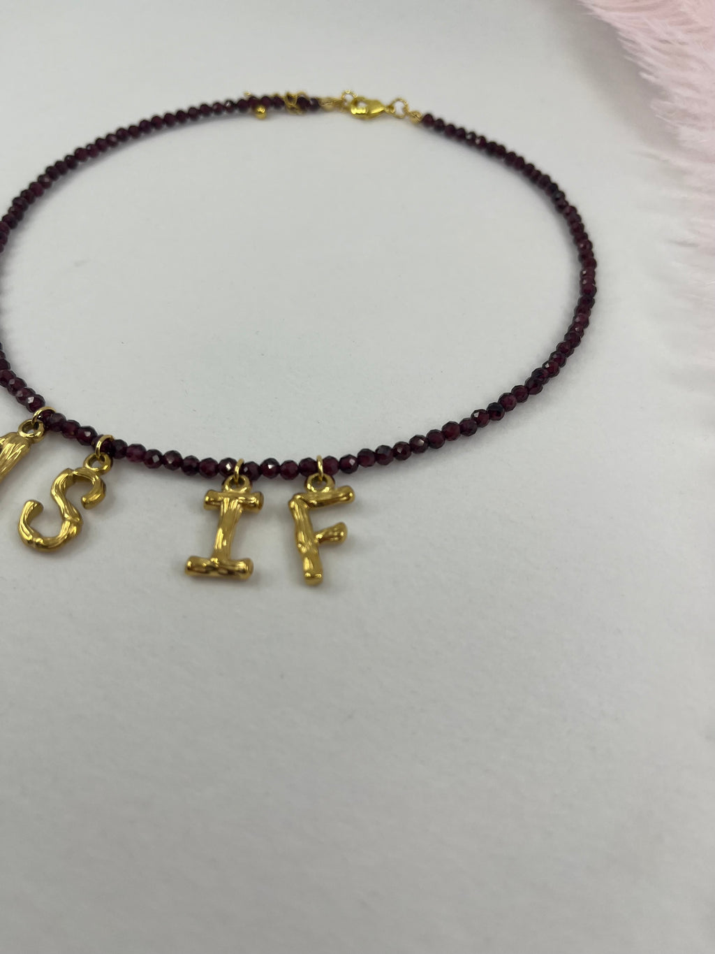 Natural Garnet choker with 18gold pendants AS IF