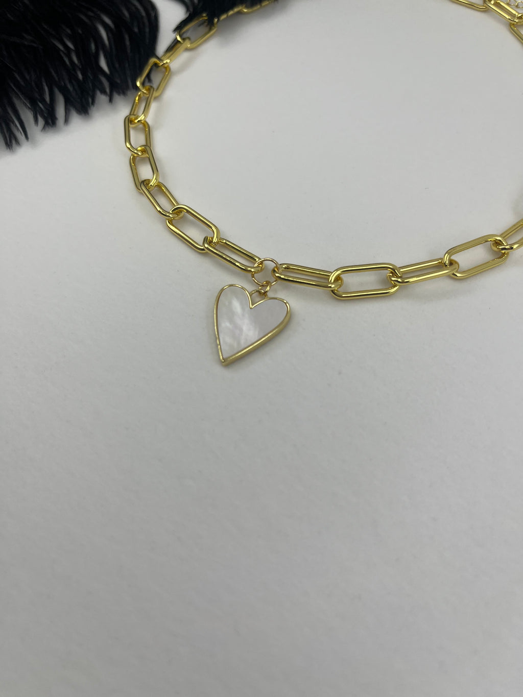 18K Gold Chunky Chain Necklace with heart