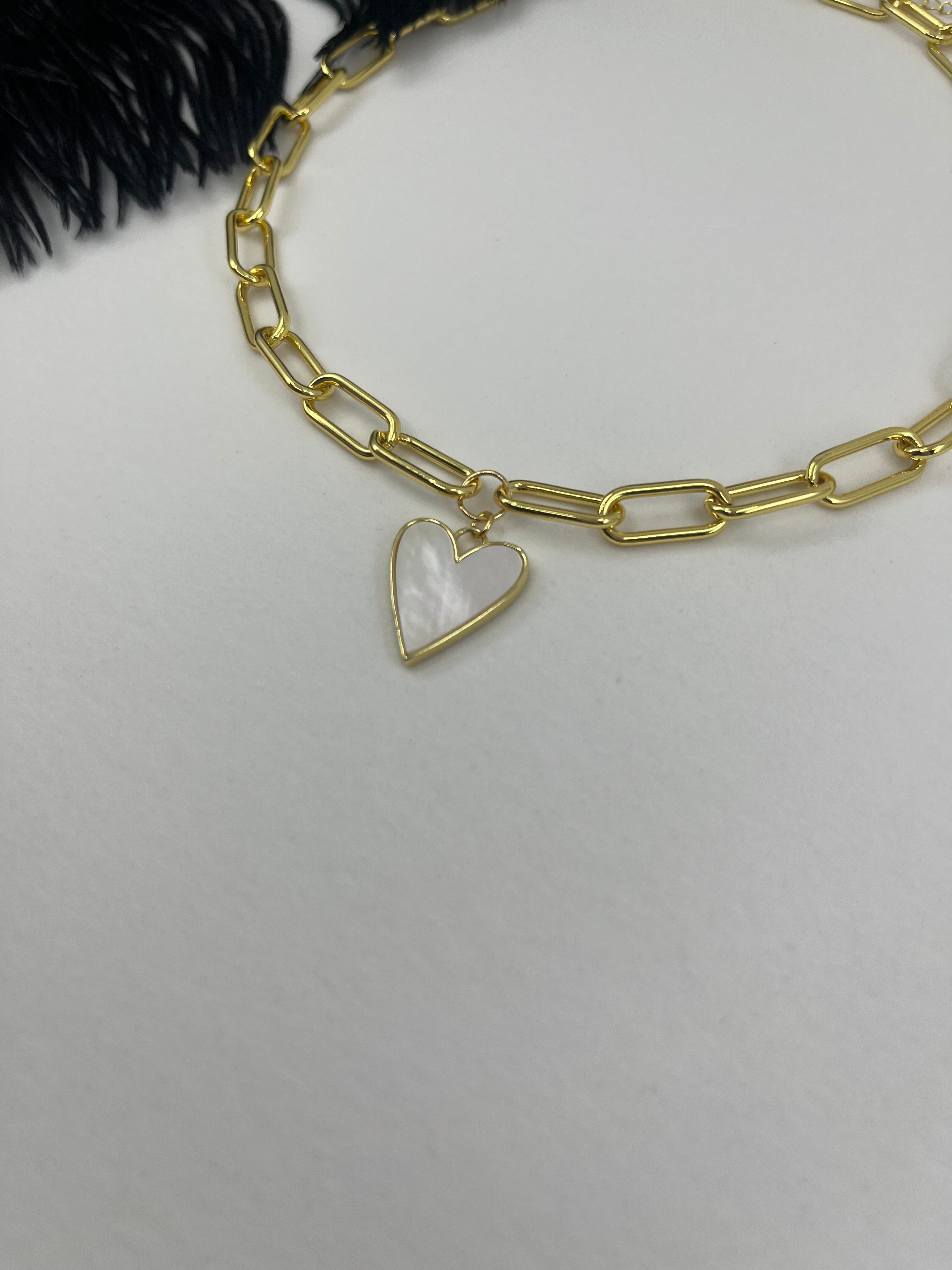 18K Gold Chunky Chain Necklace with heart