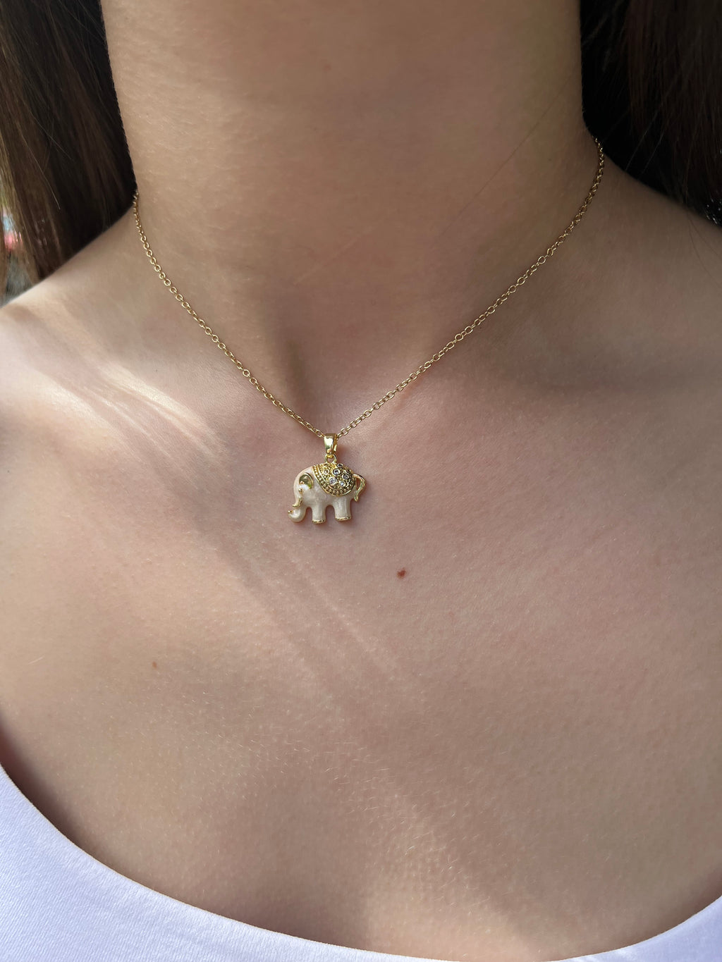 Elephant choker necklace, 18k gold plated