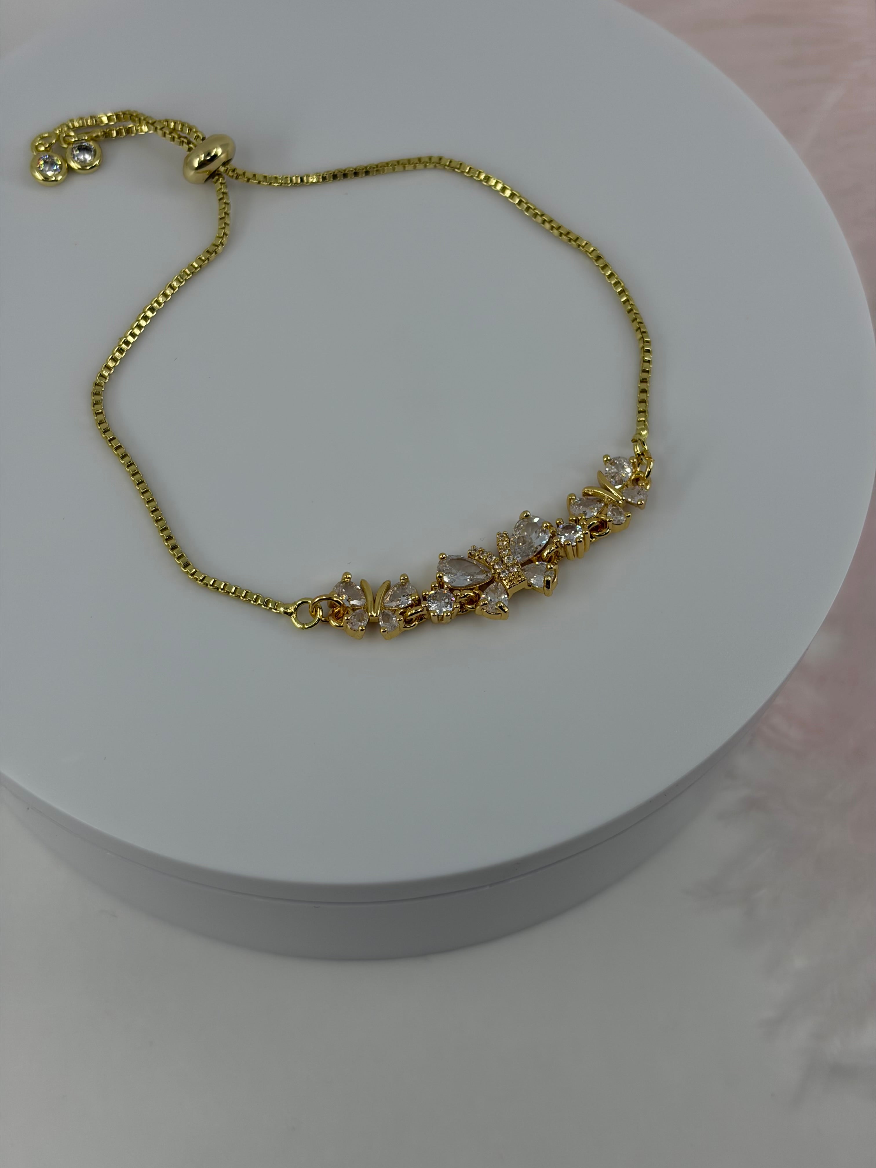 Butterfly bracelet with slider chain