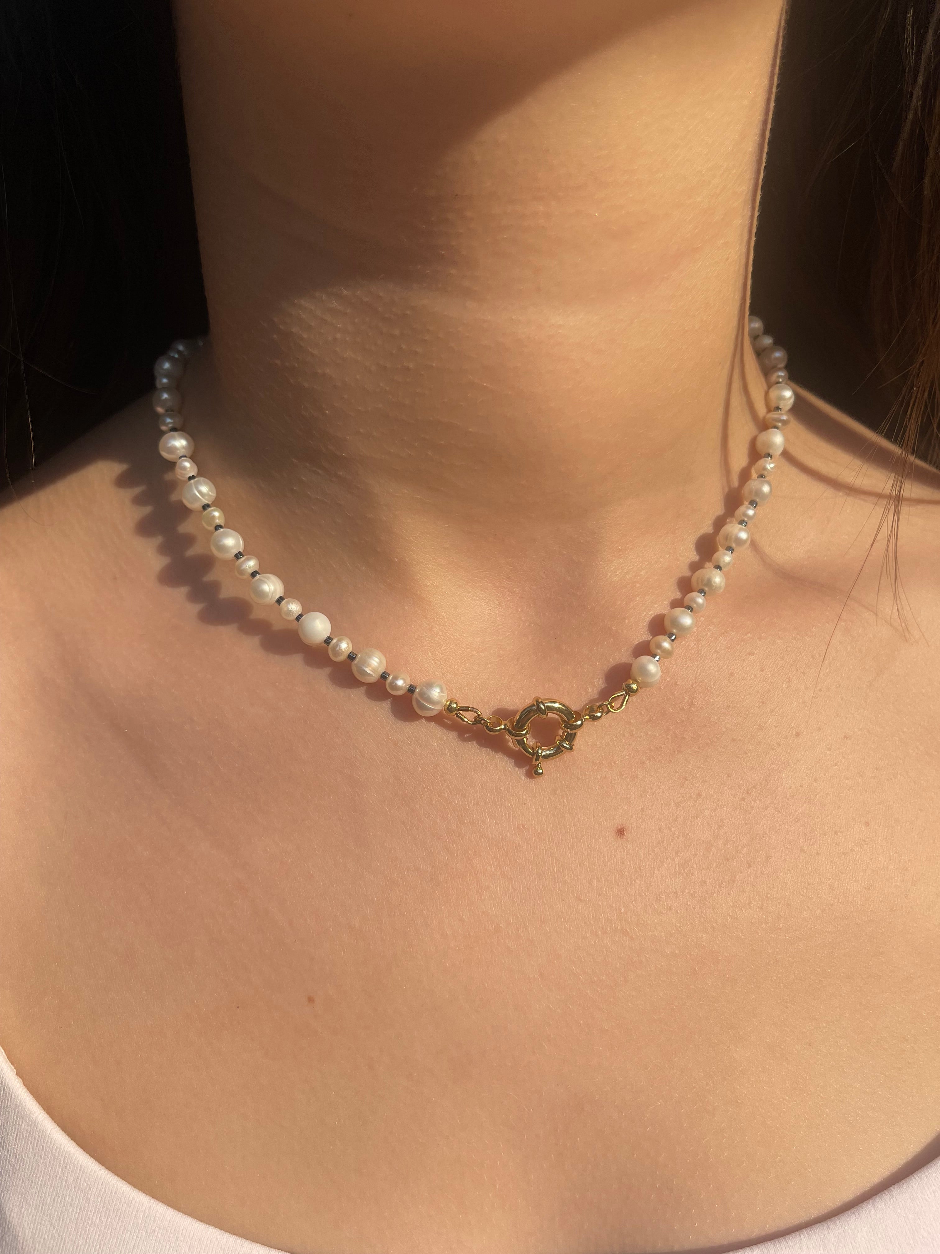 Unisex Freshwater Pearl Necklace – 24k Gold Plated Clasp