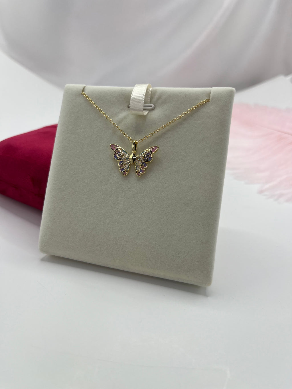 Butterfly Necklace, Real 18K Gold Plated