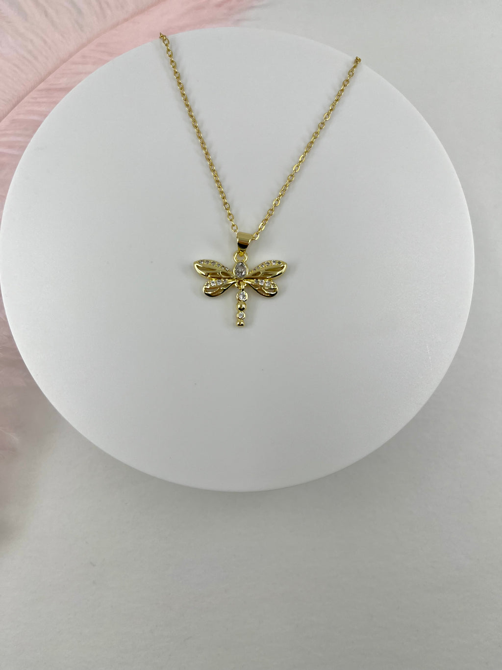 Dragonfly Choker Necklace, Real 18K Gold Plated
