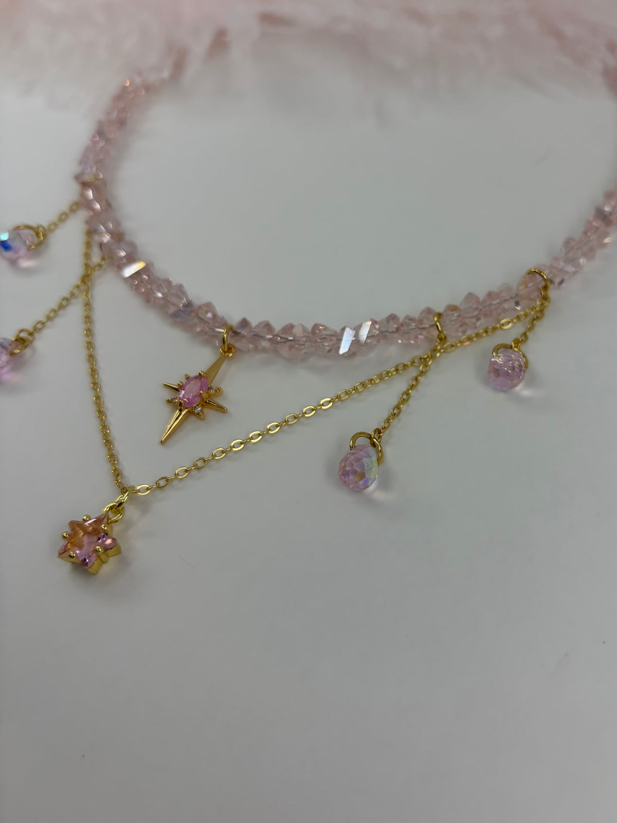 Handmade Crystal Star Necklace, 18K Gold Plated