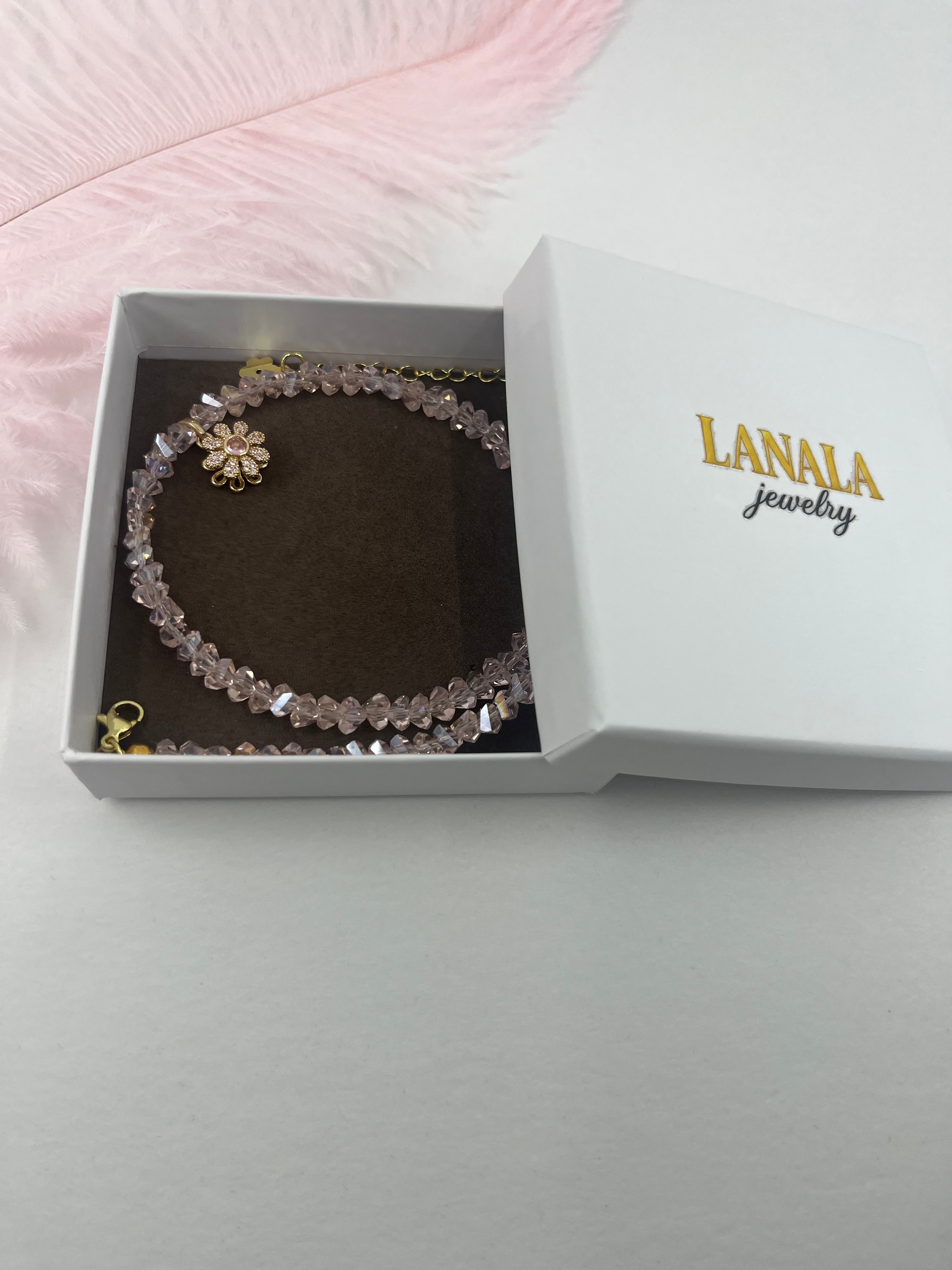 Flower Spinner Crystal Necklace, 18k gold plated