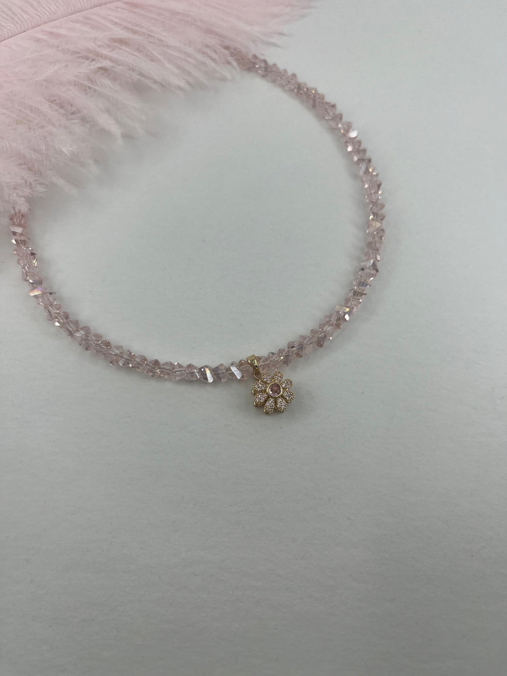 Flower Spinner Crystal Necklace, 18k gold plated