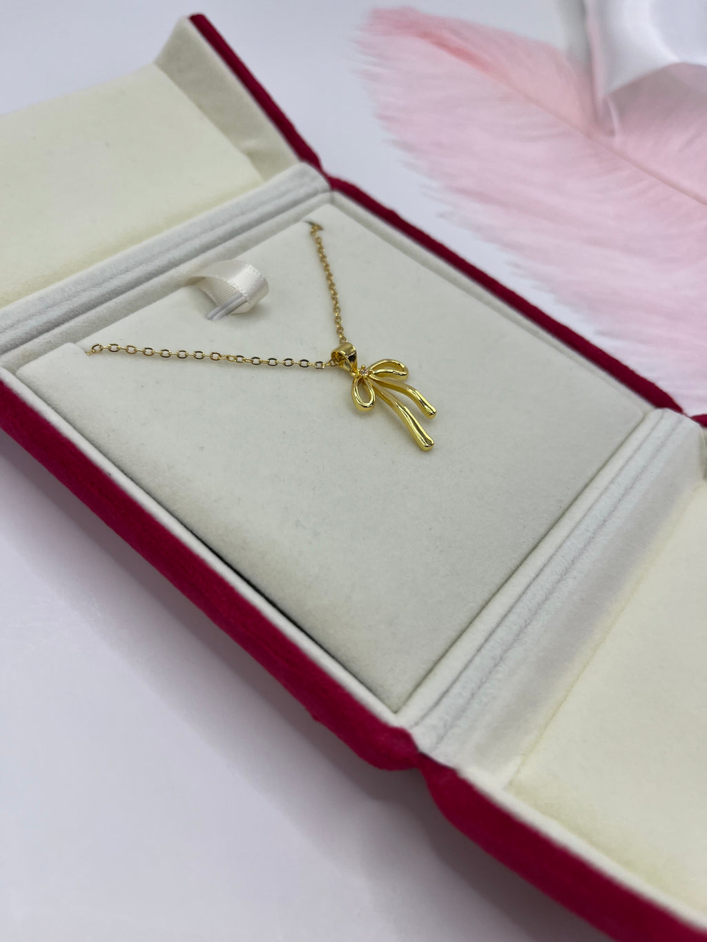 Bow Necklace, Real 18K Gold Plated