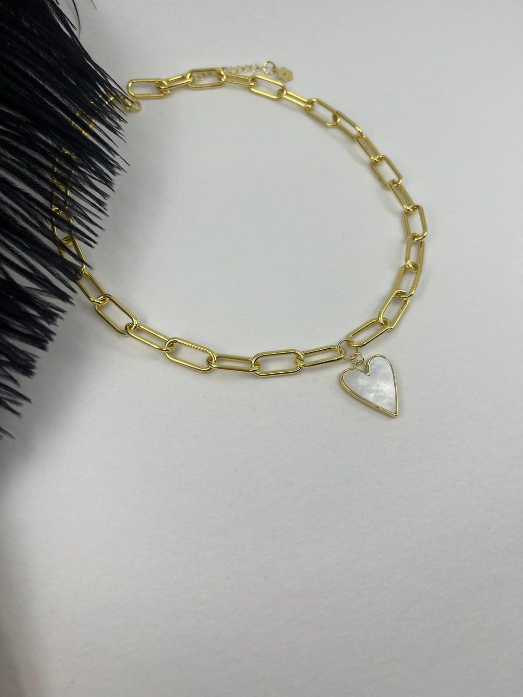 18K Gold Chunky Chain Necklace with heart