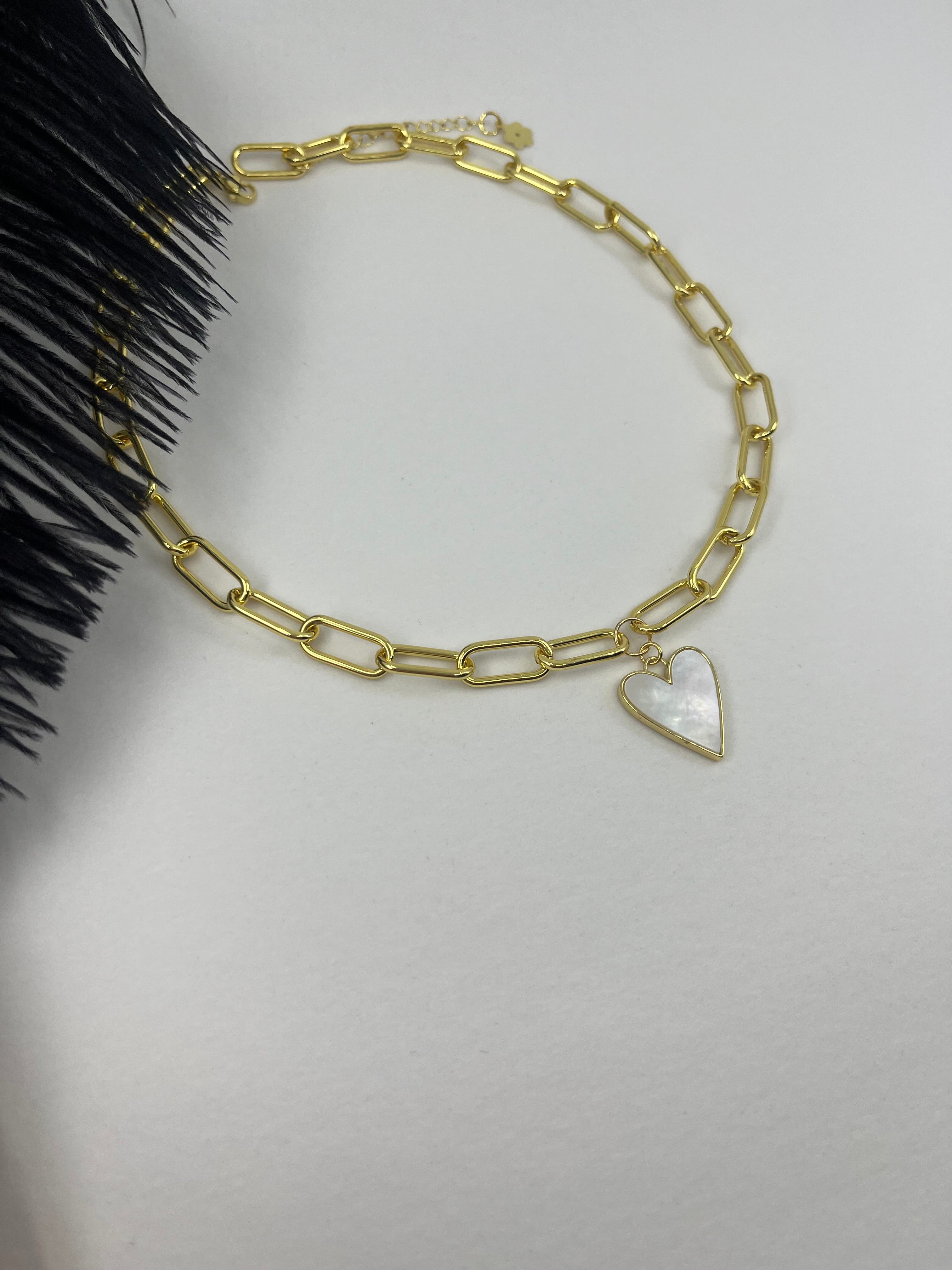 18K Gold Chunky Chain Necklace with heart