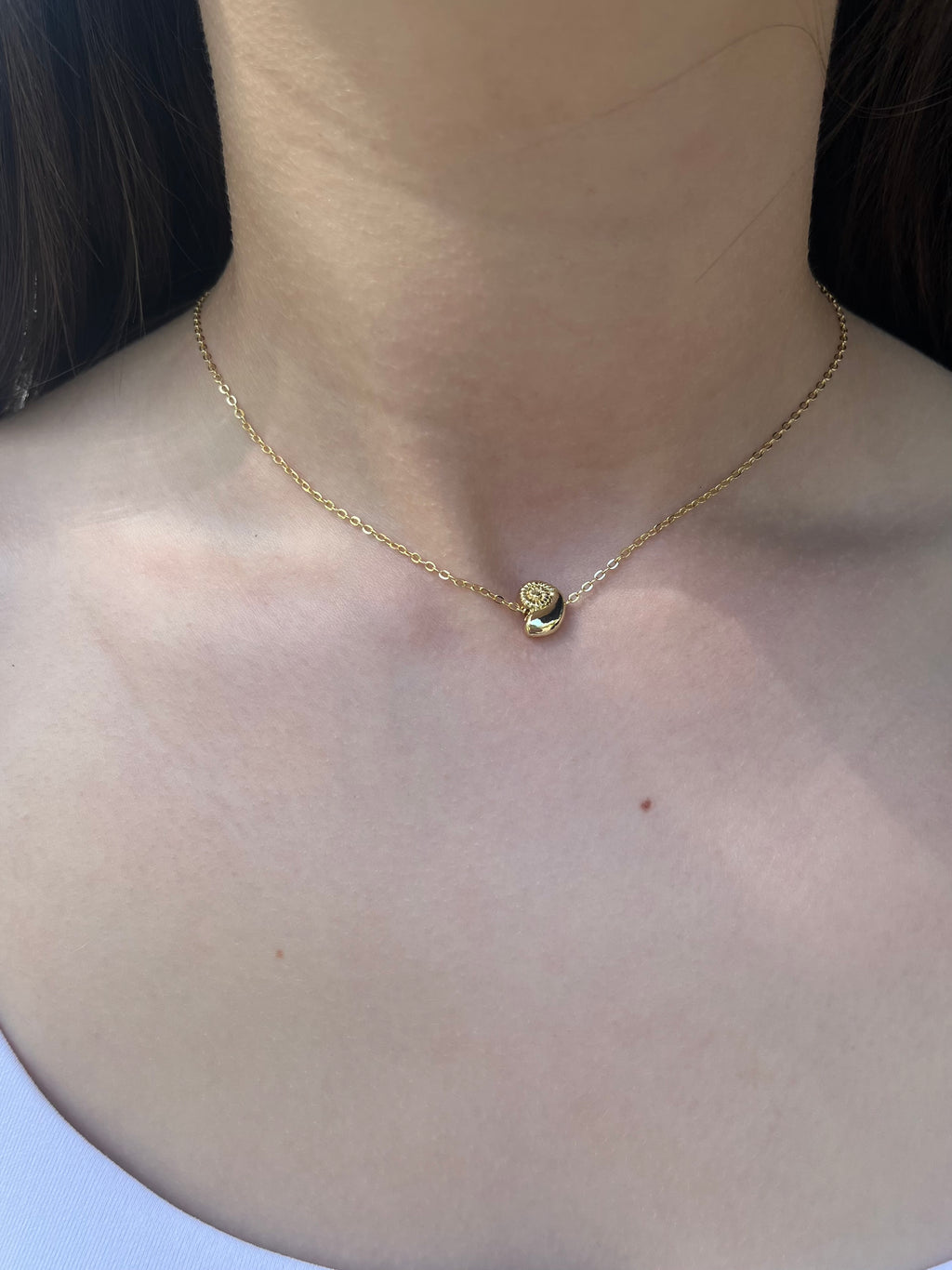 Necklace with 14K Gold shell pendant
