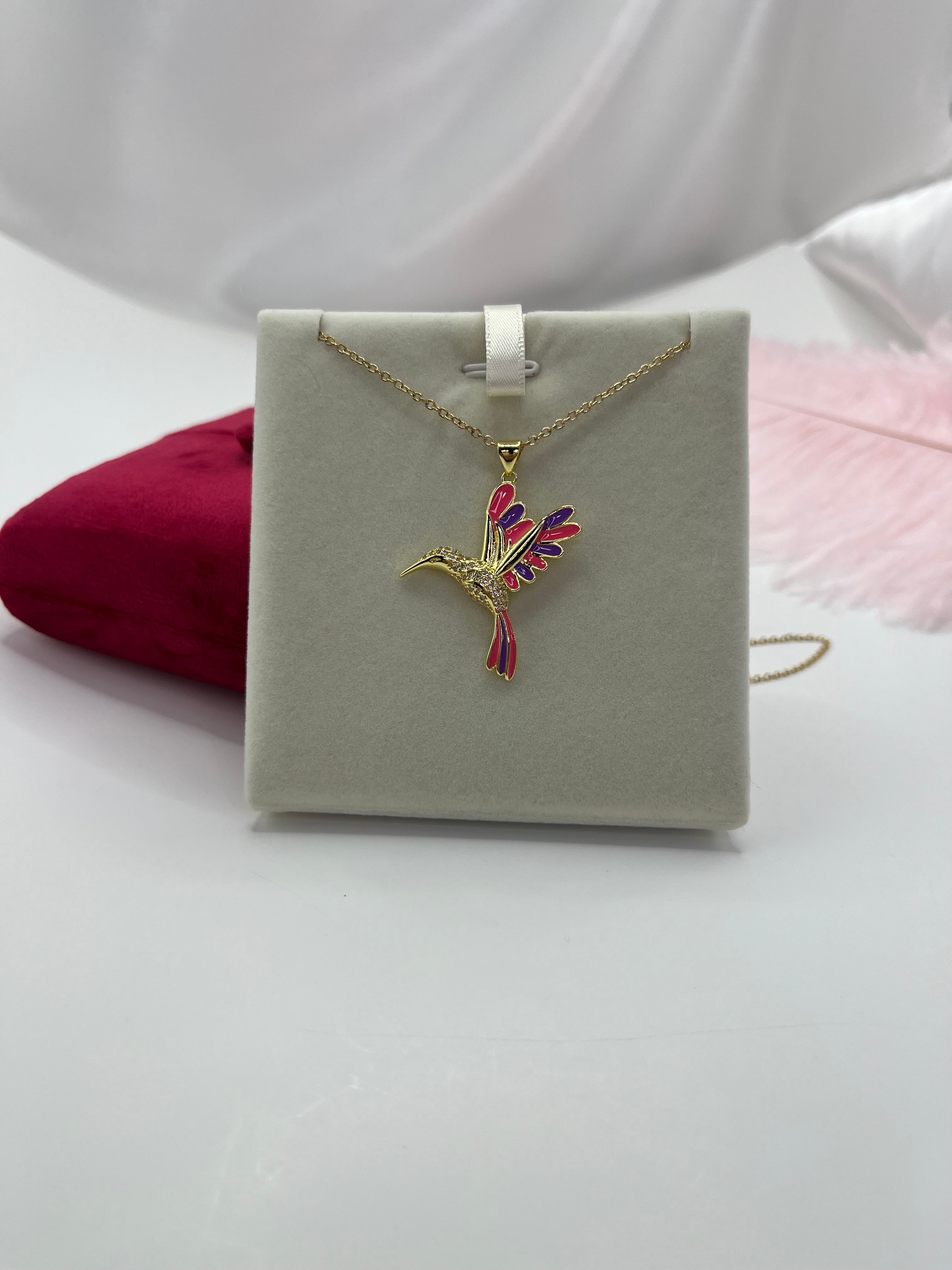 Hummingbird Necklace, Real 18K Gold Plated