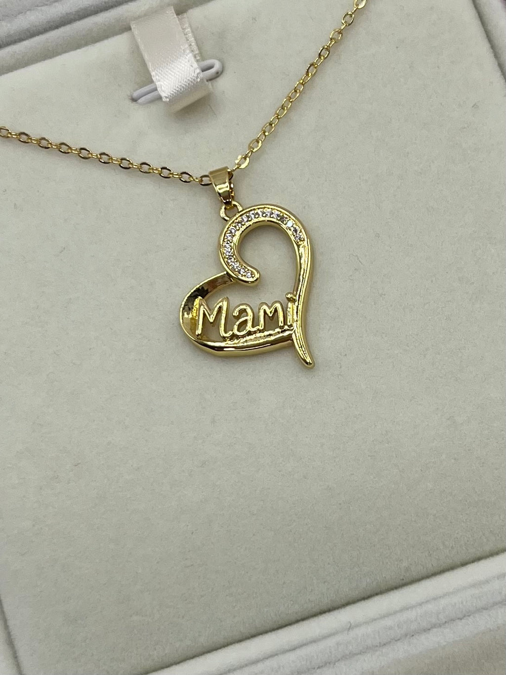 Mothers Necklace, Heart pendant  Real 18K Gold Plated