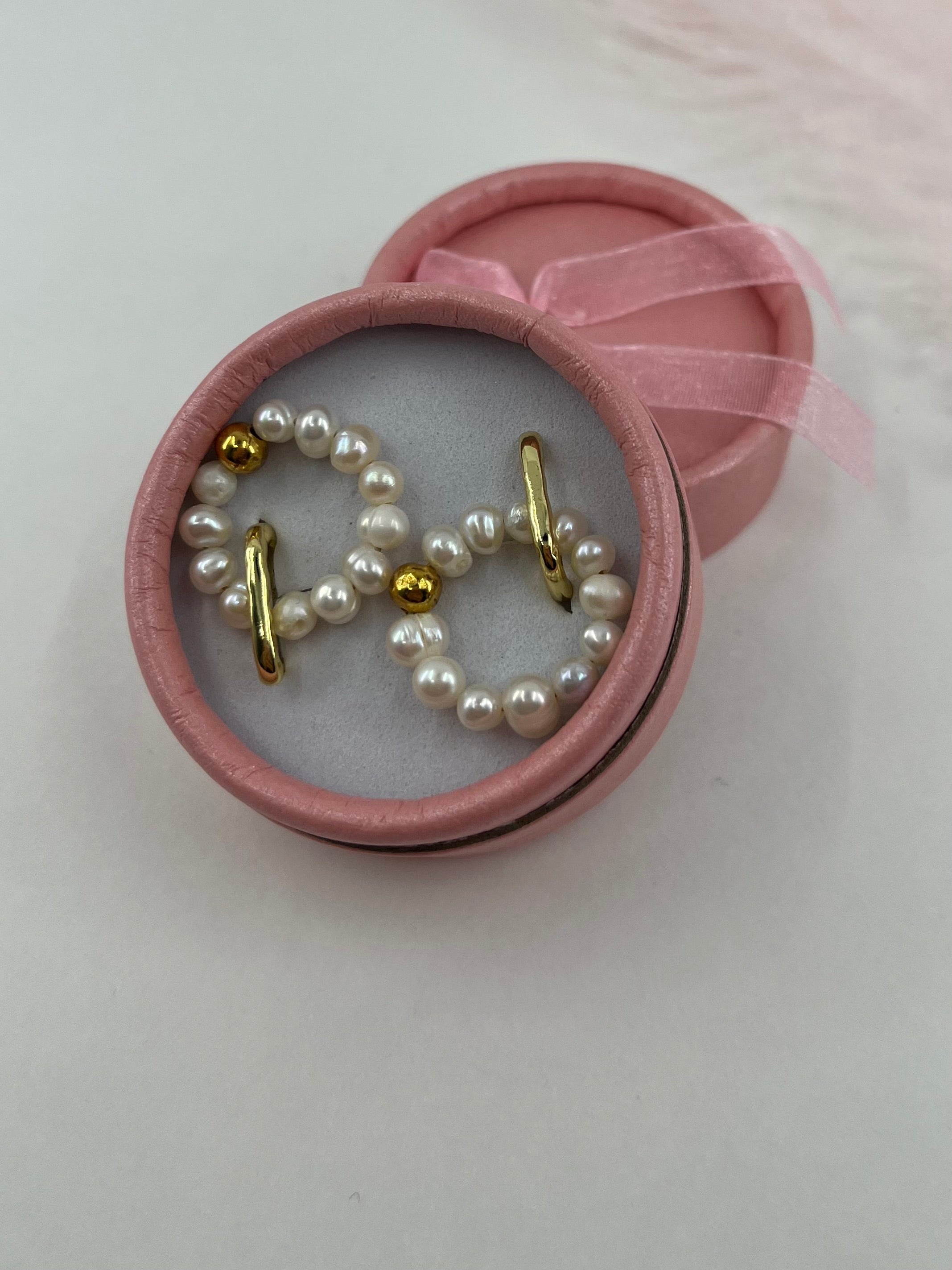 Natural Pearl Hoop Earrings