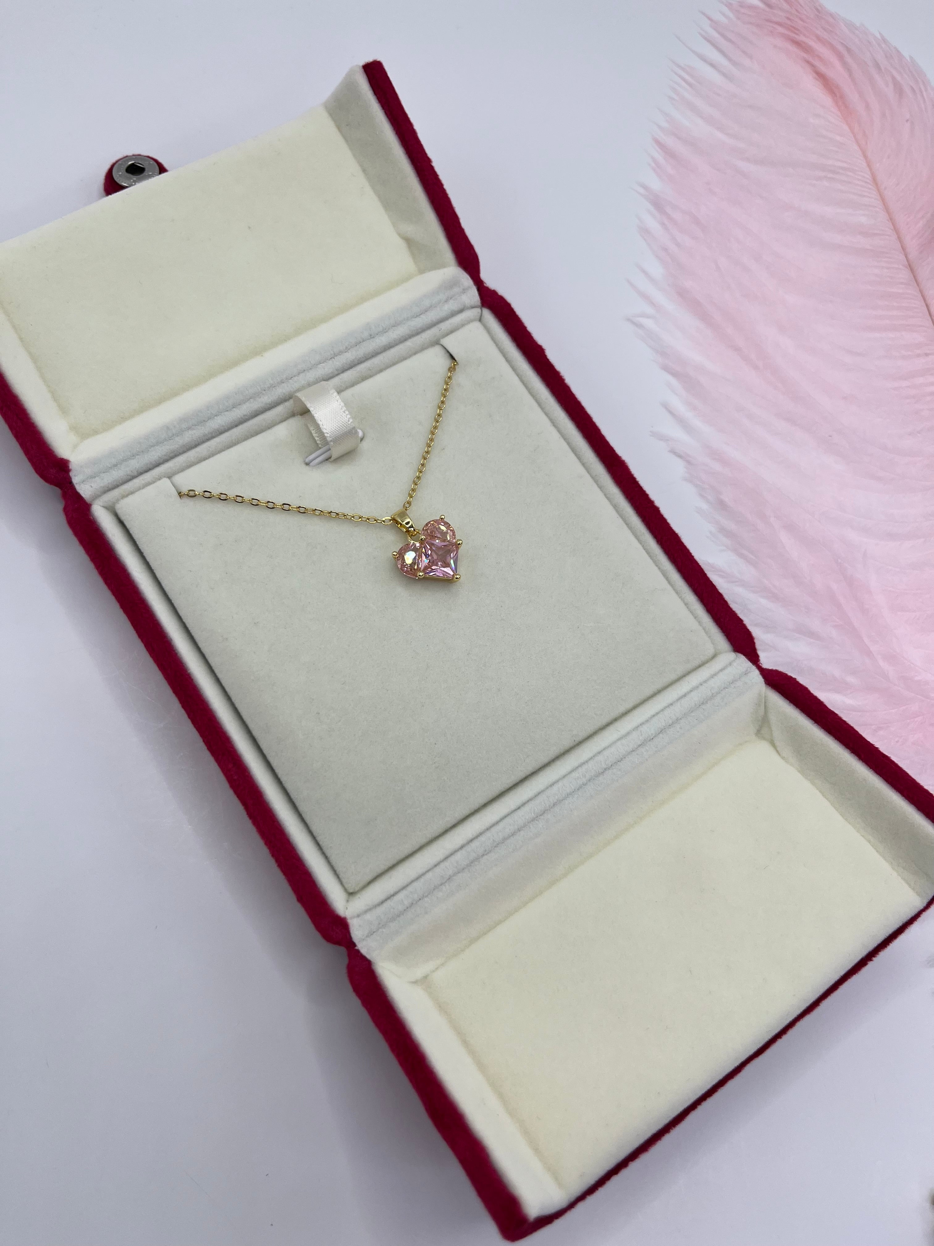 Heart Zirconia Necklace, Real 18K Gold Plated