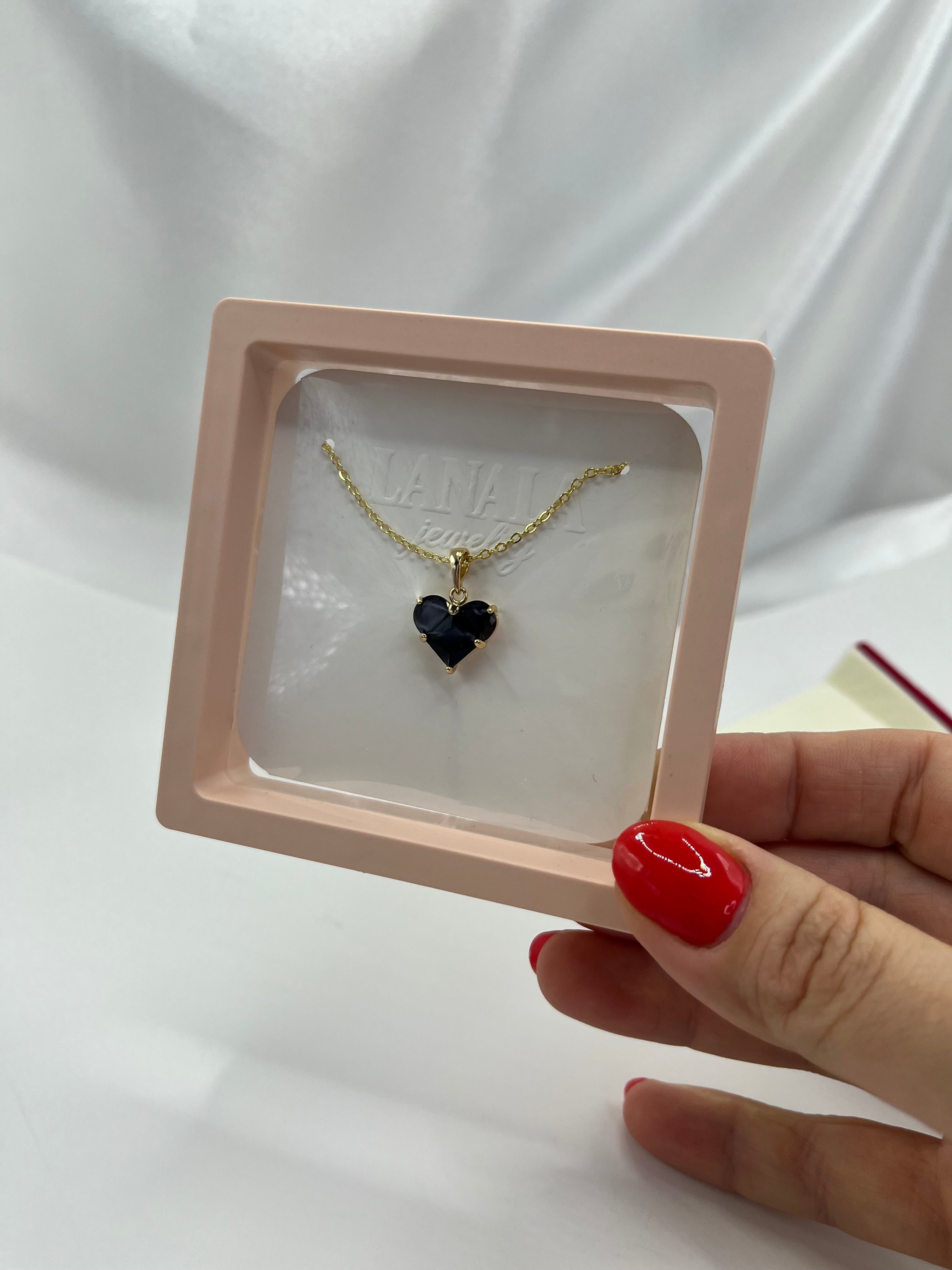 Heart Zirconia Necklace, Real 18K Gold Plated